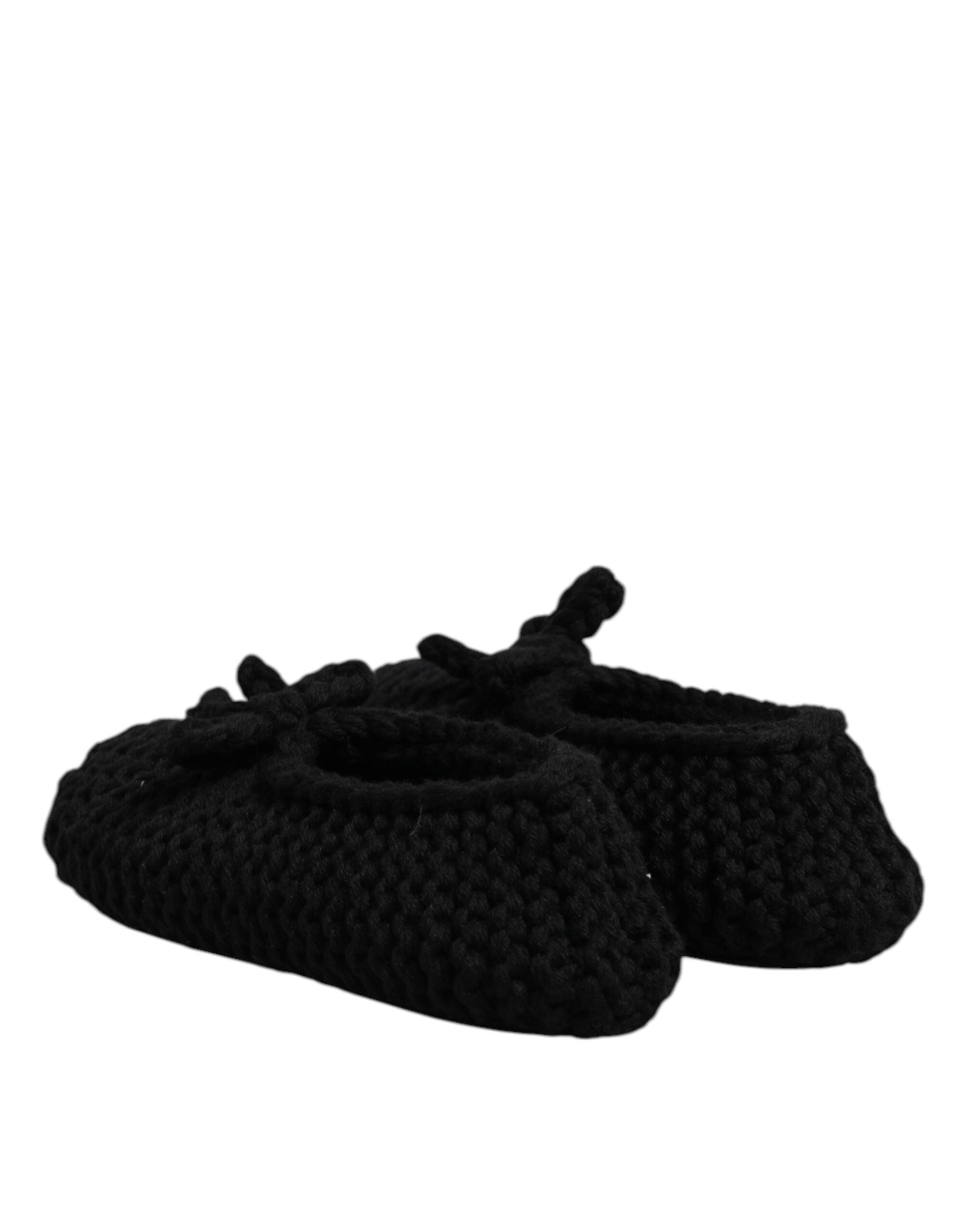 Dolce &amp; Gabbana Sorte Uld Slip On Flade Ballerinasko