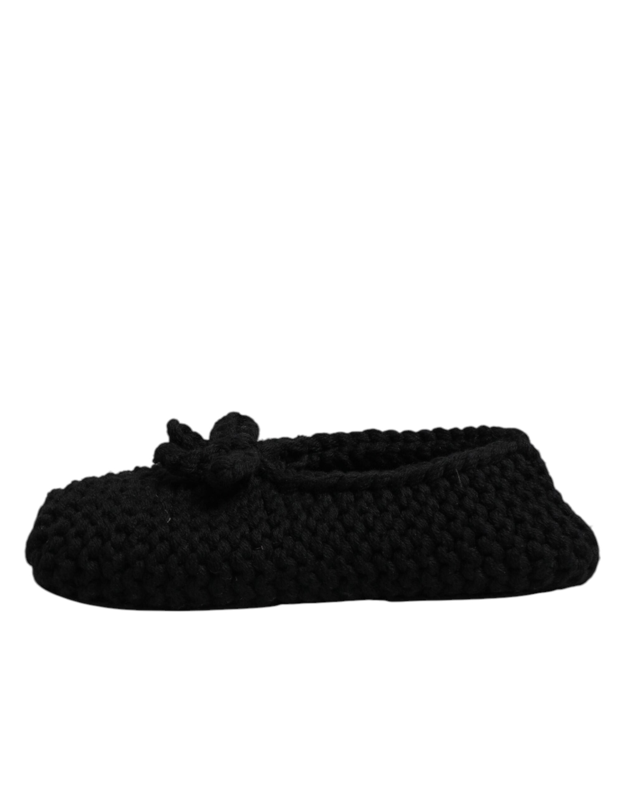 Dolce &amp; Gabbana Sorte Uld Slip On Flade Ballerinasko
