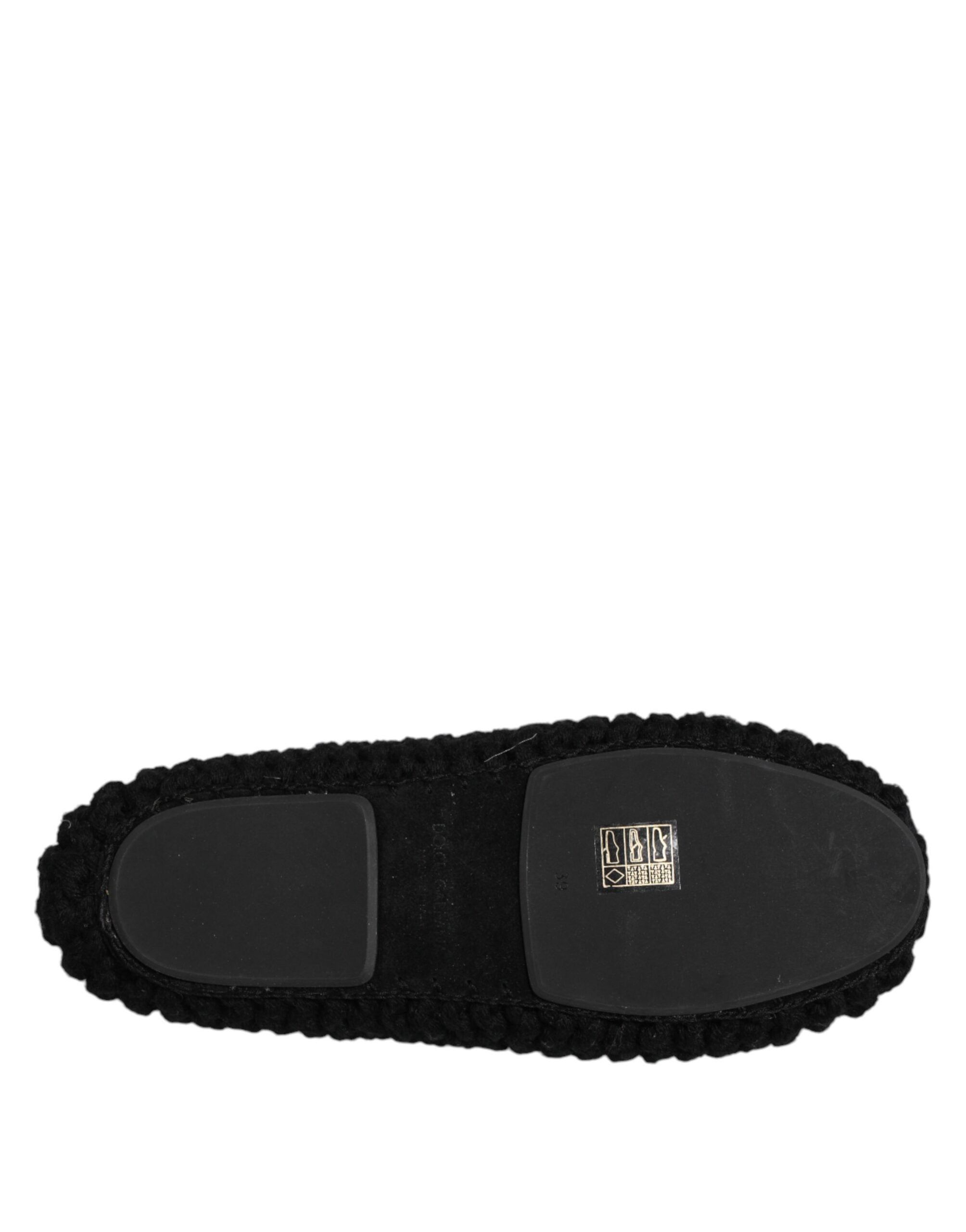 Dolce &amp; Gabbana Sorte Uld Slip On Flade Ballerinasko