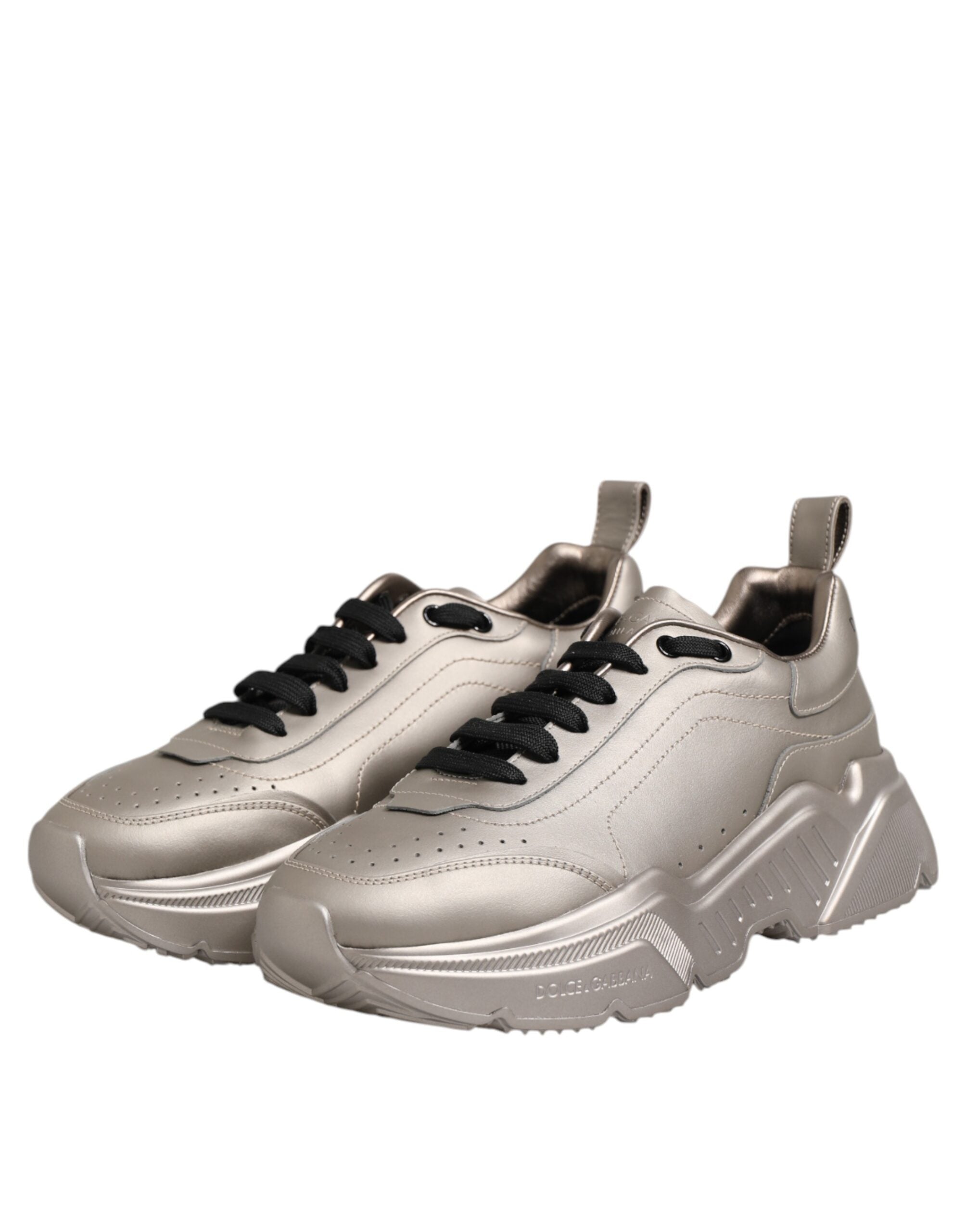 Dolce &amp; Gabbana Sølv DAYMASTER Læder Herre Sneakers Sko