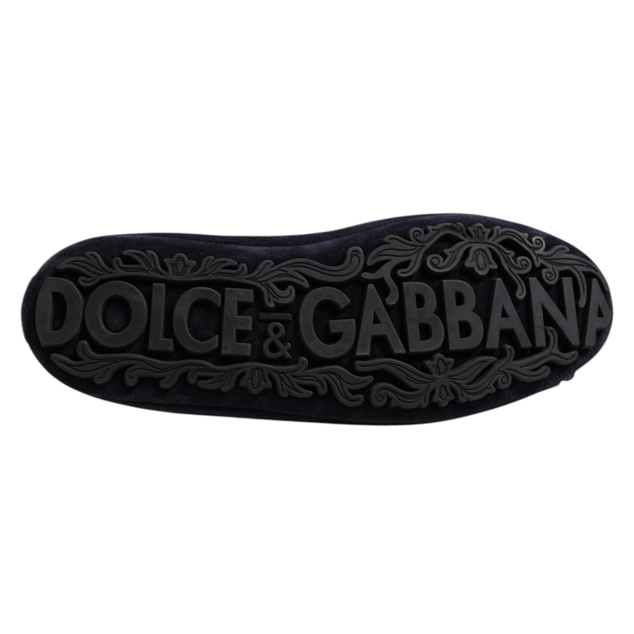 Dolce &amp; Gabbana Blå Ruskinds Loafers Med Krystalkroner Pæne Sko