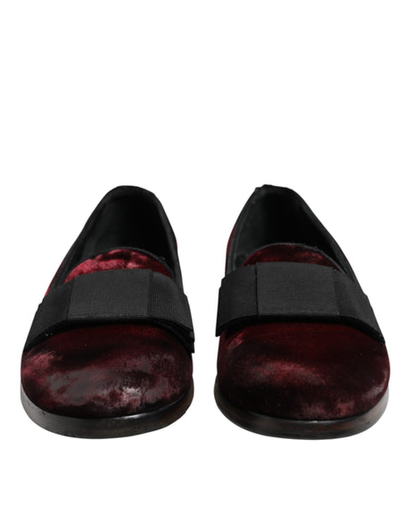Dolce &amp; Gabbana Røde Velvet Herre Slip On Loafers Pæne Sko