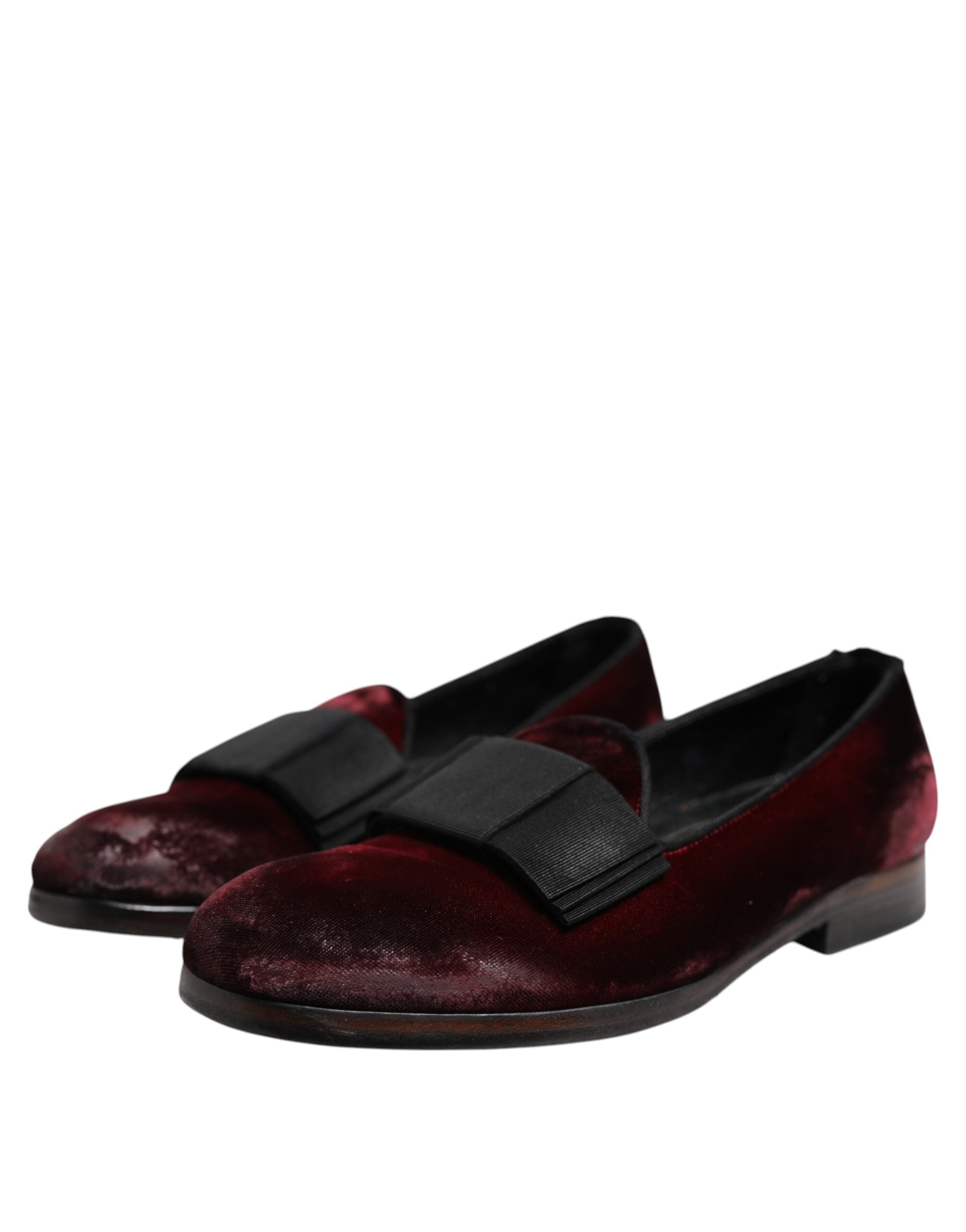 Dolce &amp; Gabbana Røde Velvet Herre Slip On Loafers Pæne Sko