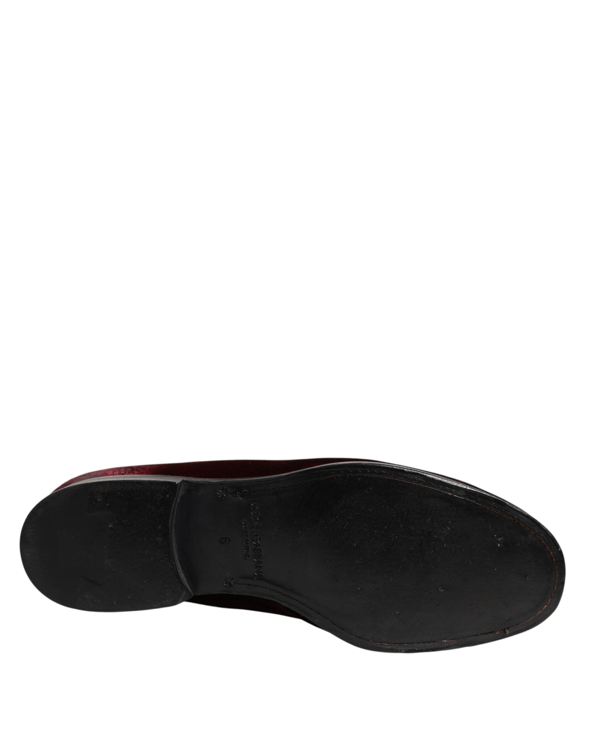 Dolce &amp; Gabbana Røde Velvet Herre Slip On Loafers Pæne Sko