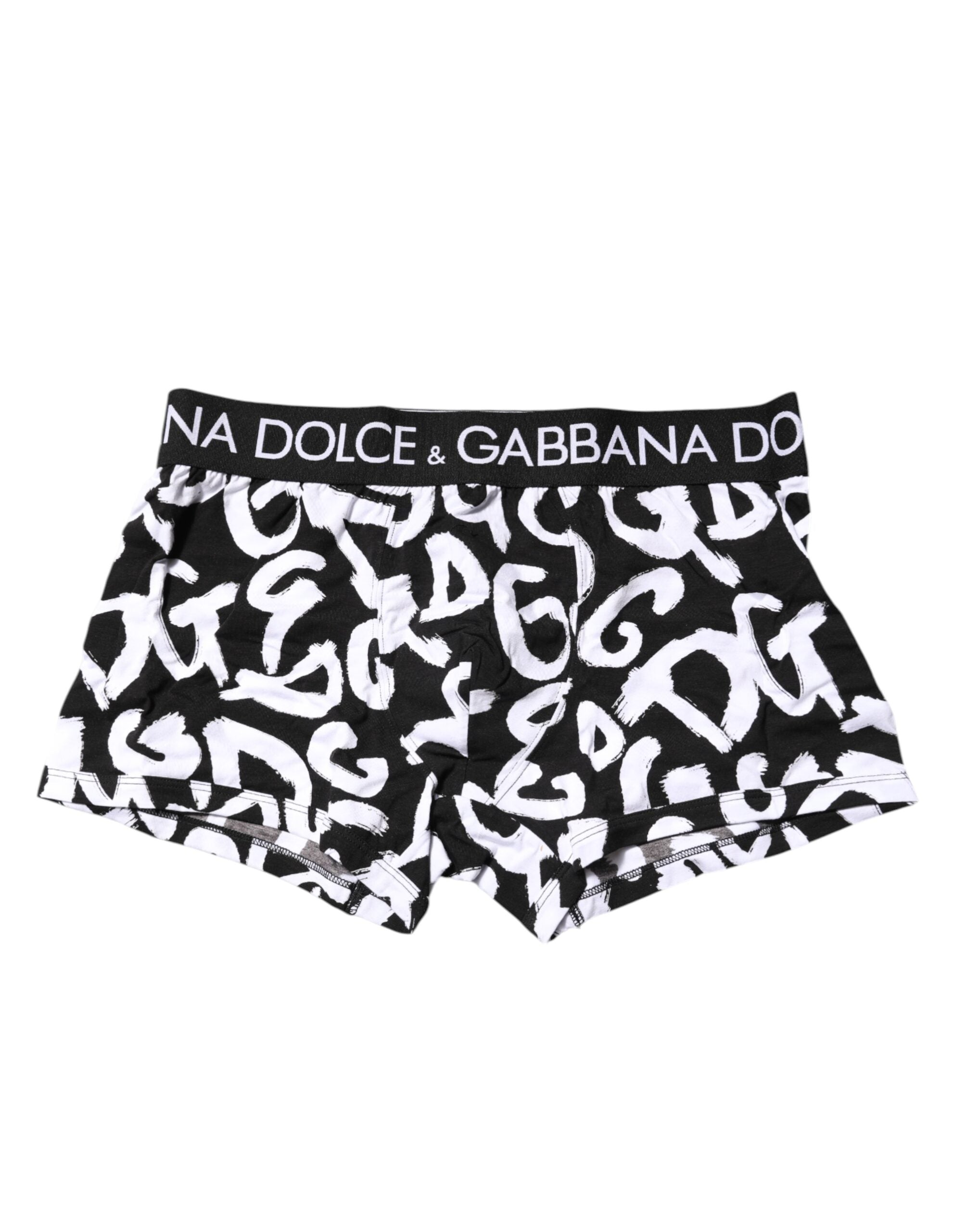 Dolce & Gabbana Black White Logo Print Regular Boxer Underwear