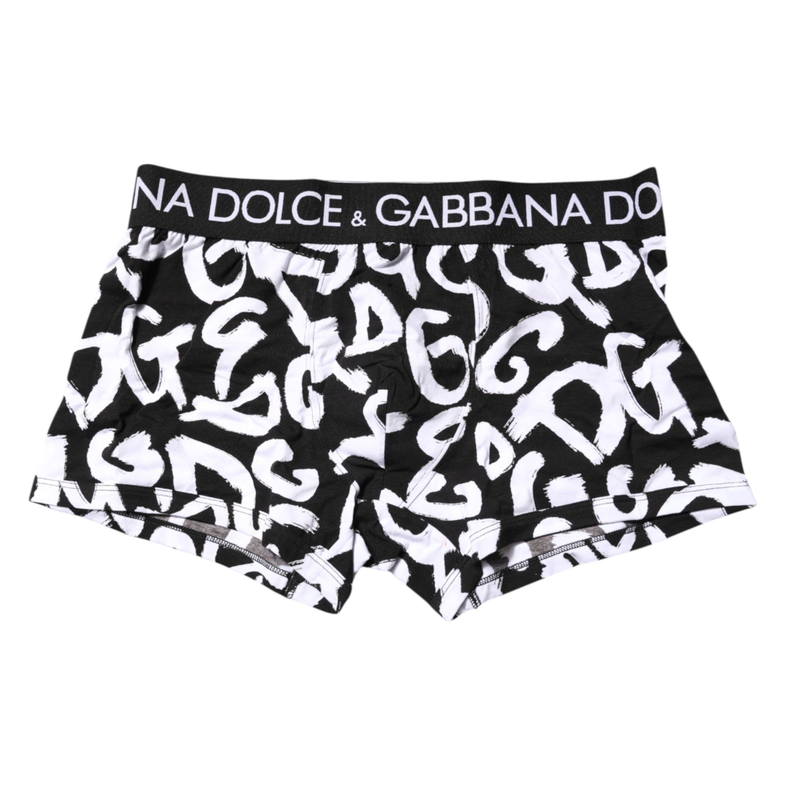Dolce & Gabbana Black White Logo Print Regular Boxer Underwear