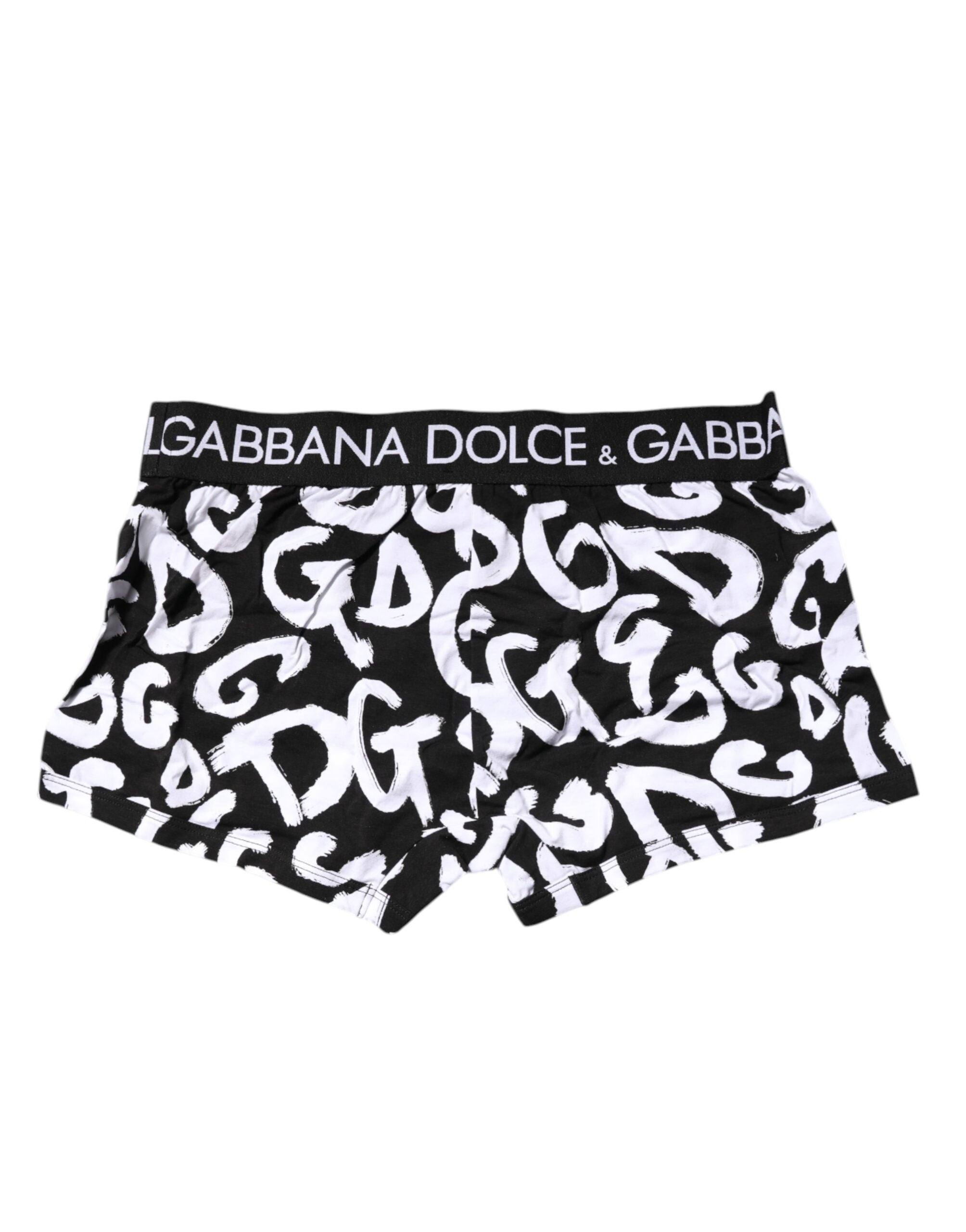 Dolce & Gabbana Black White Logo Print Regular Boxer Underwear
