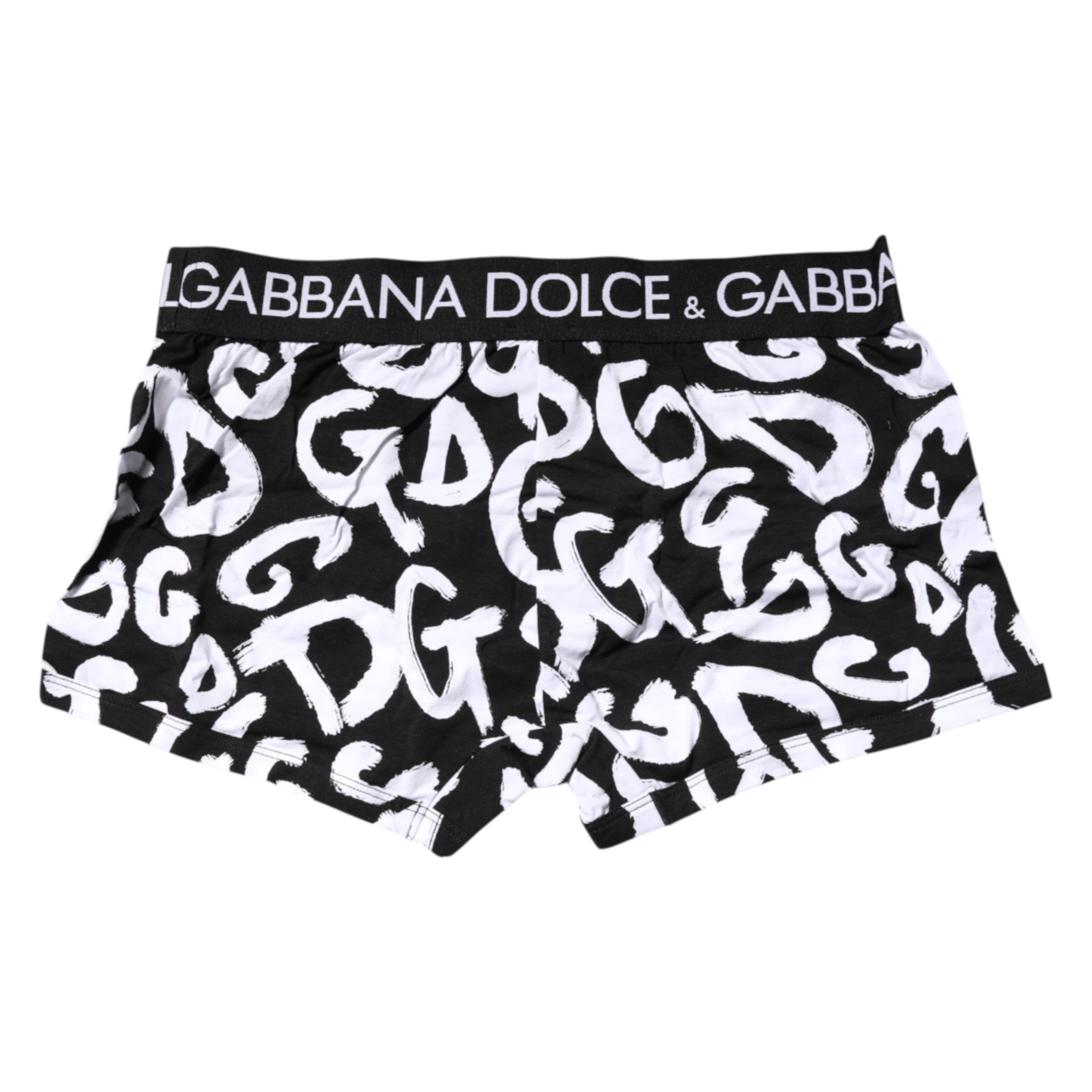 Dolce & Gabbana Black White Logo Print Regular Boxer Underwear