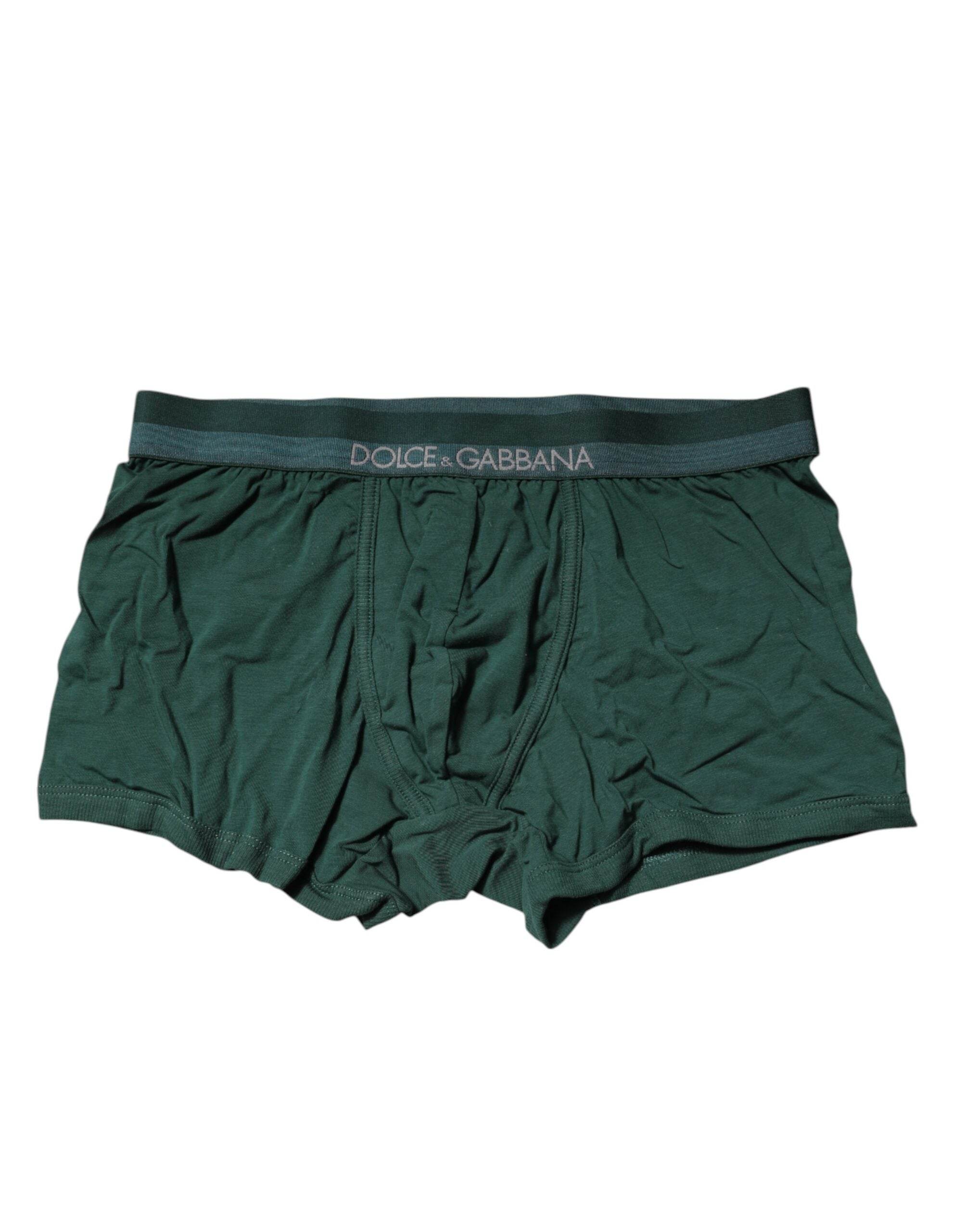 Dolce & Gabbana Green Cotton Regular Men Boxer Brief Underwear - Hilstor