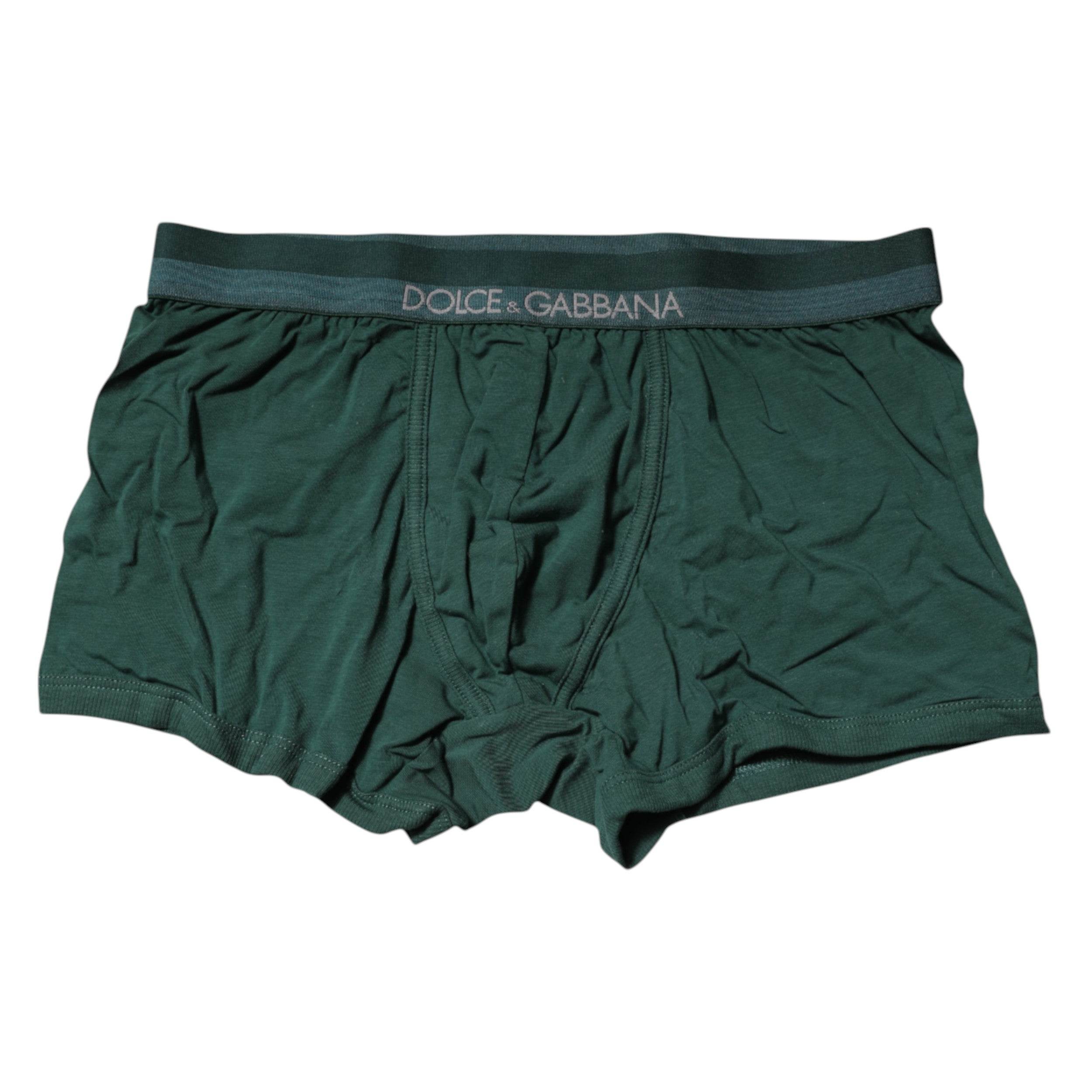 Dolce & Gabbana Green Cotton Regular Men Boxer Brief Underwear - Hilstor