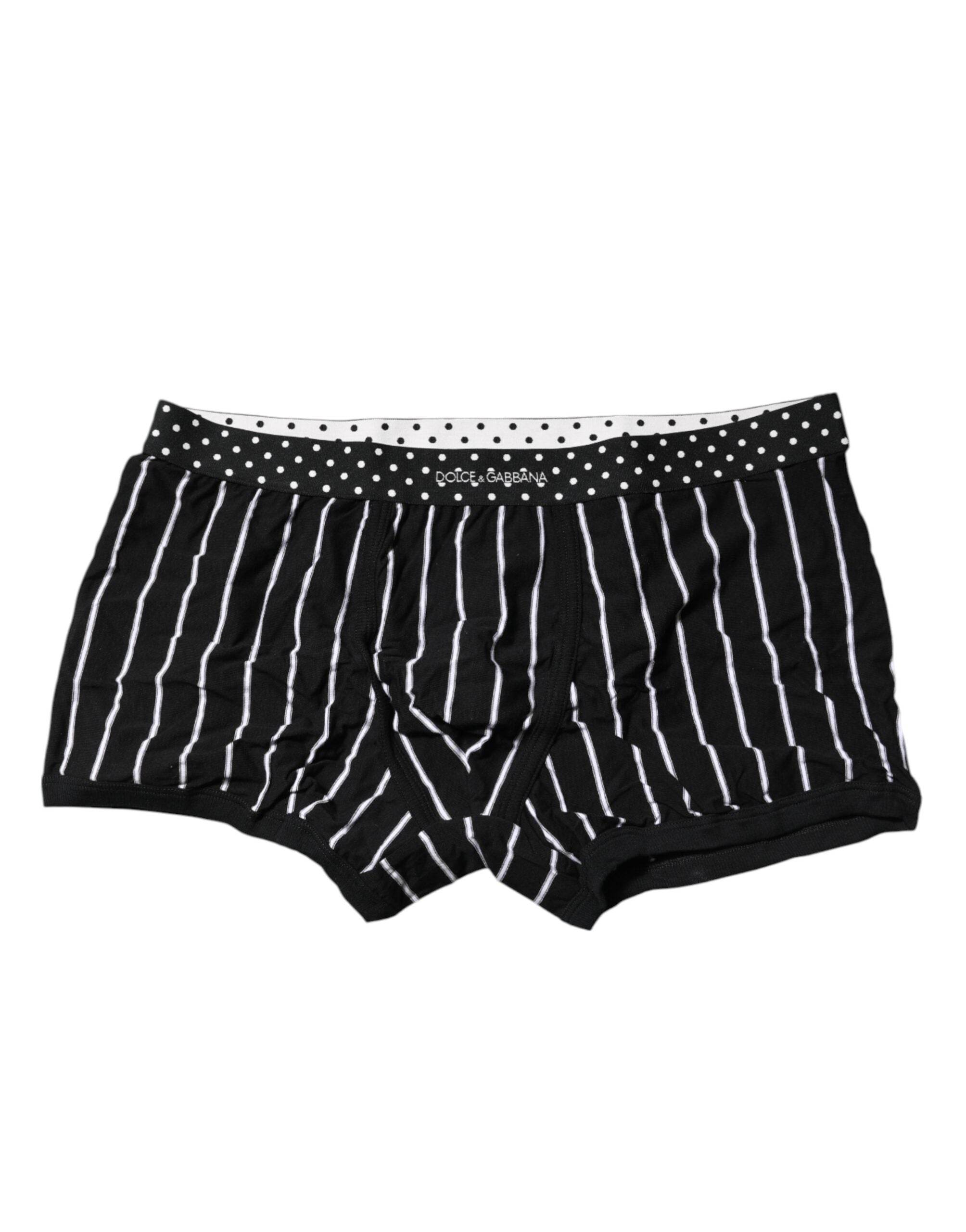 Dolce & Gabbana Black White Striped Regular Boxer Underwear - Hilstor