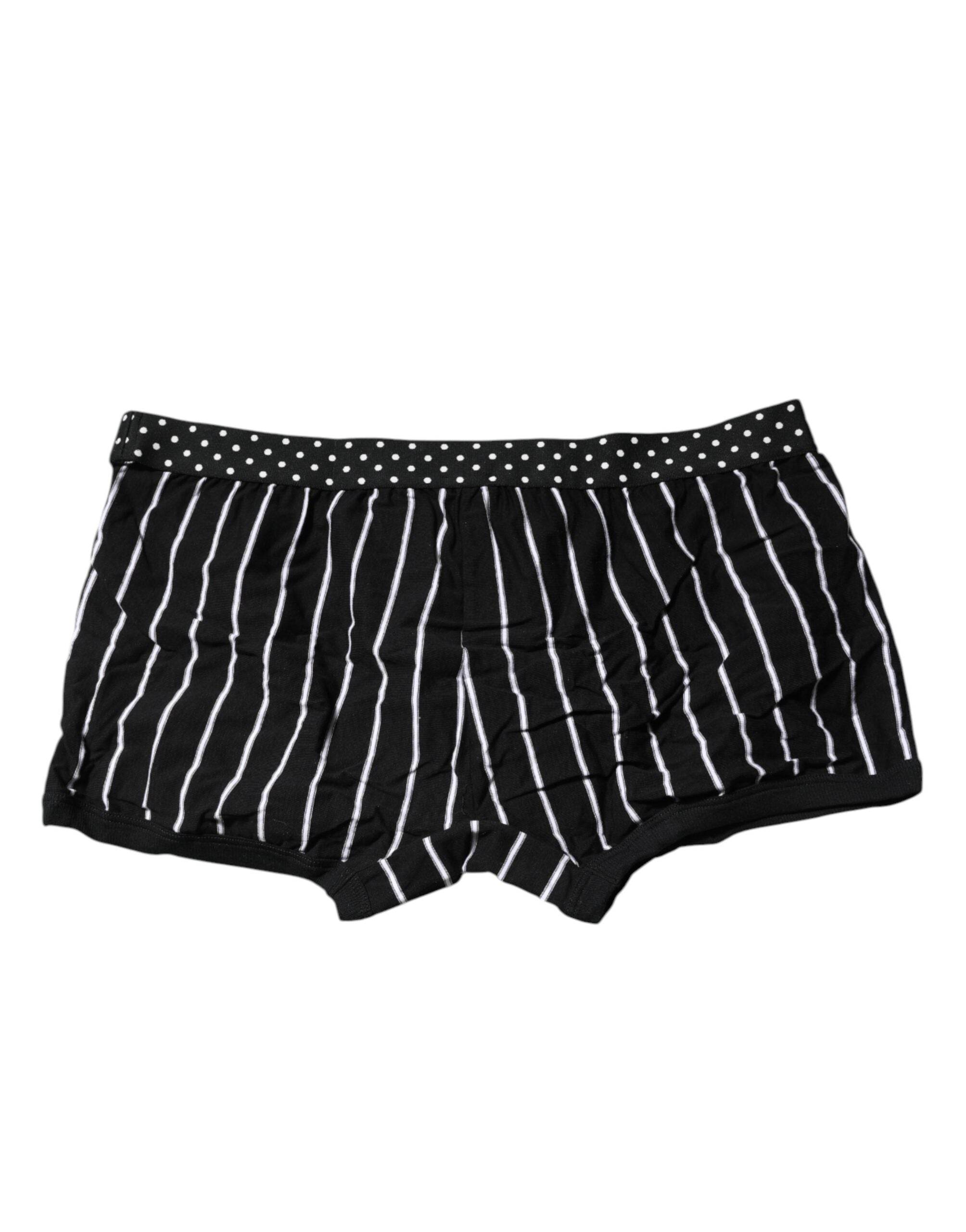 Dolce & Gabbana Black White Striped Regular Boxer Underwear - Hilstor