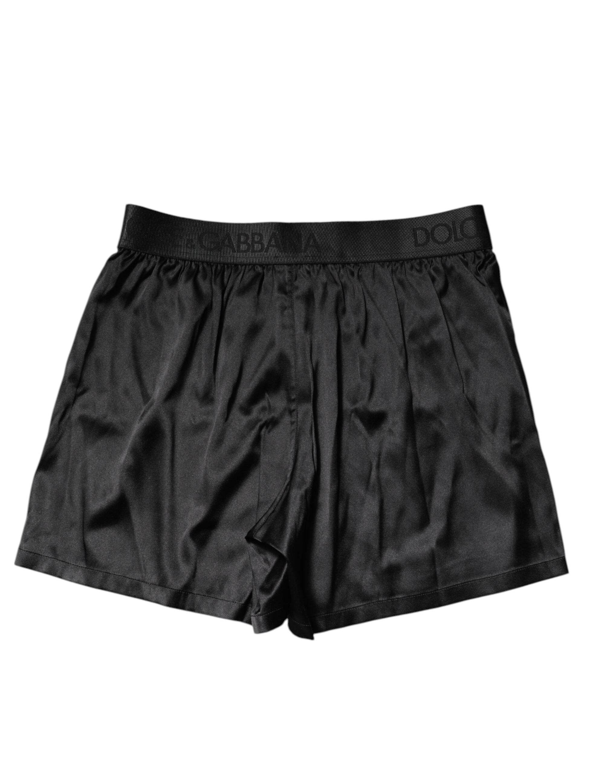 Dolce & Gabbana Black Logo Waist Regular Boxer Shorts Underwear - Hilstor