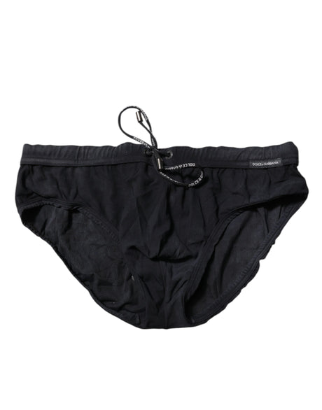 Dolce & Gabbana Black Drawstring Men Beachwear Brief Swimwear