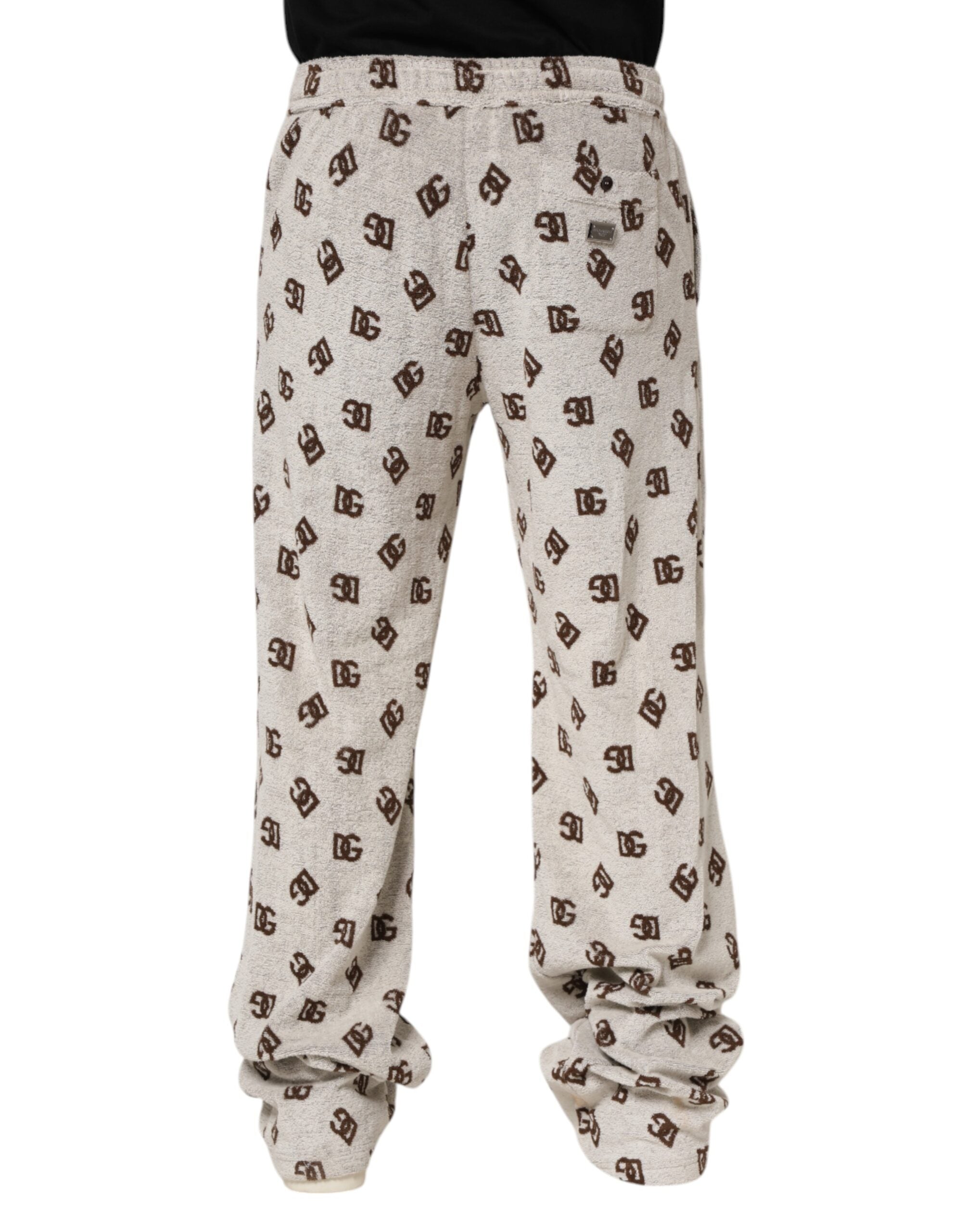 Dolce & Gabbana White Logo Print Jogger Men Sweatpants Pants