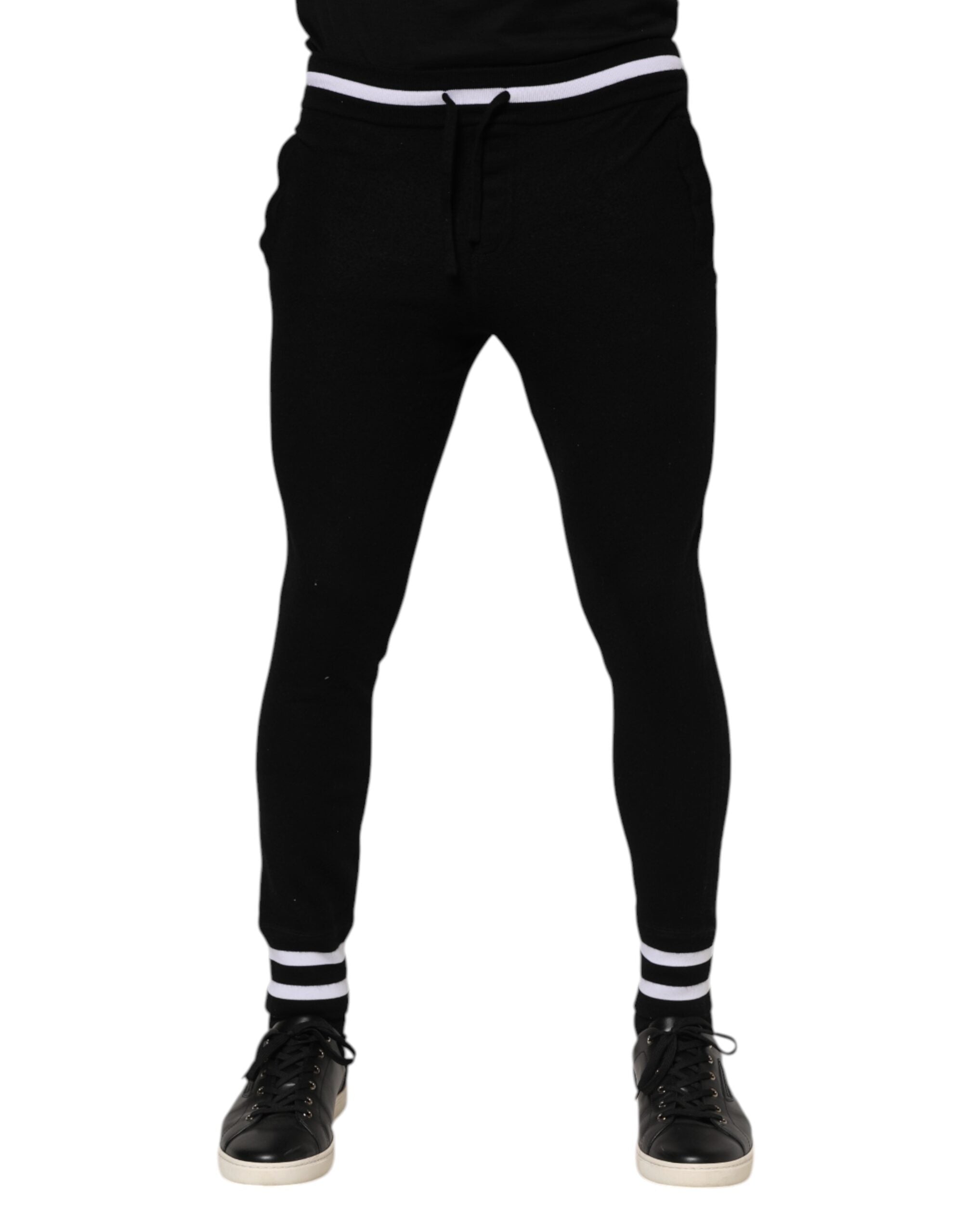 Dolce & Gabbana Black Wool Men Jogger Sweatpants Pants