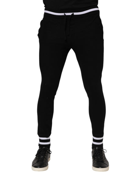 Dolce & Gabbana Black Wool Men Jogger Sweatpants Pants