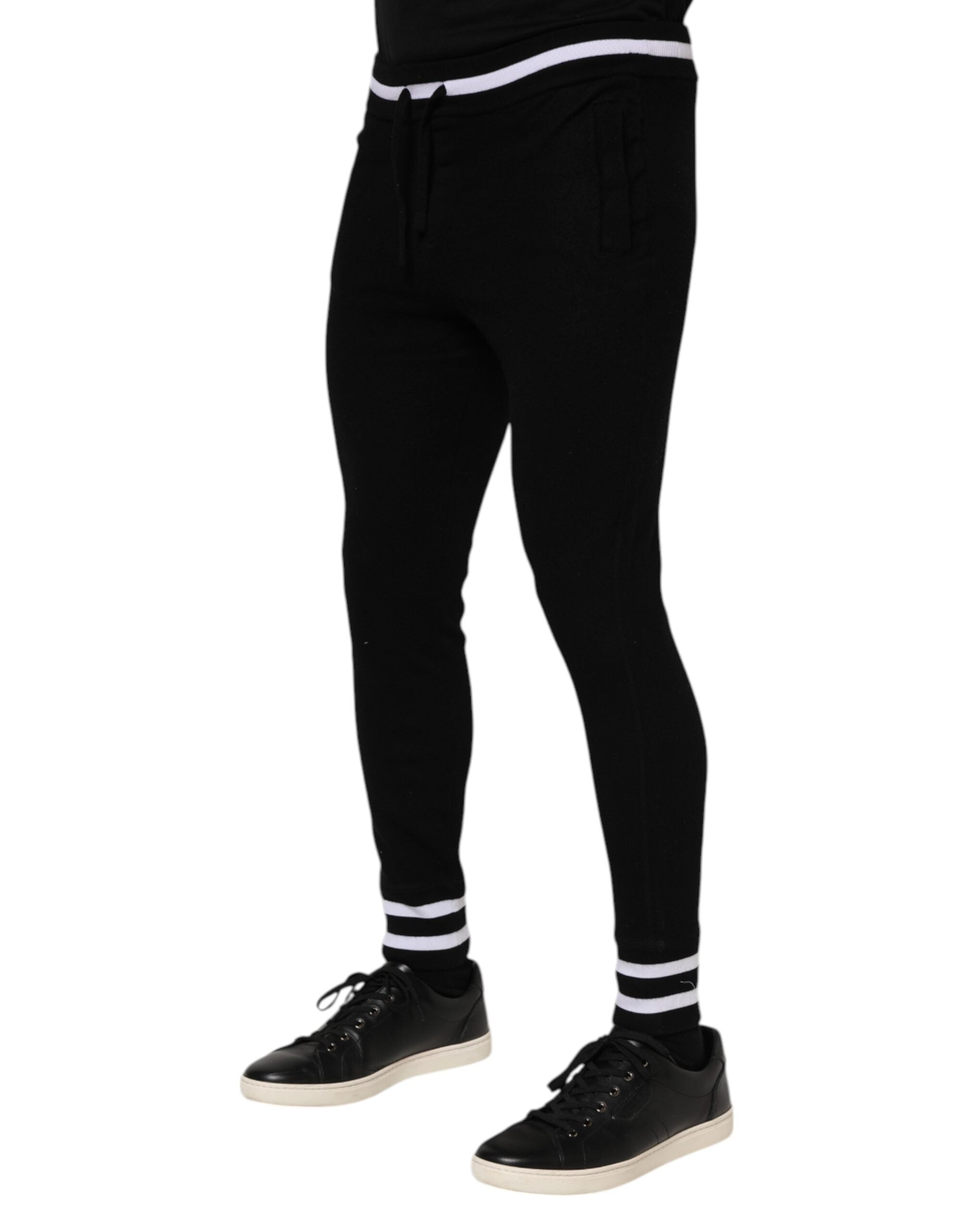 Dolce & Gabbana Black Wool Men Jogger Sweatpants Pants