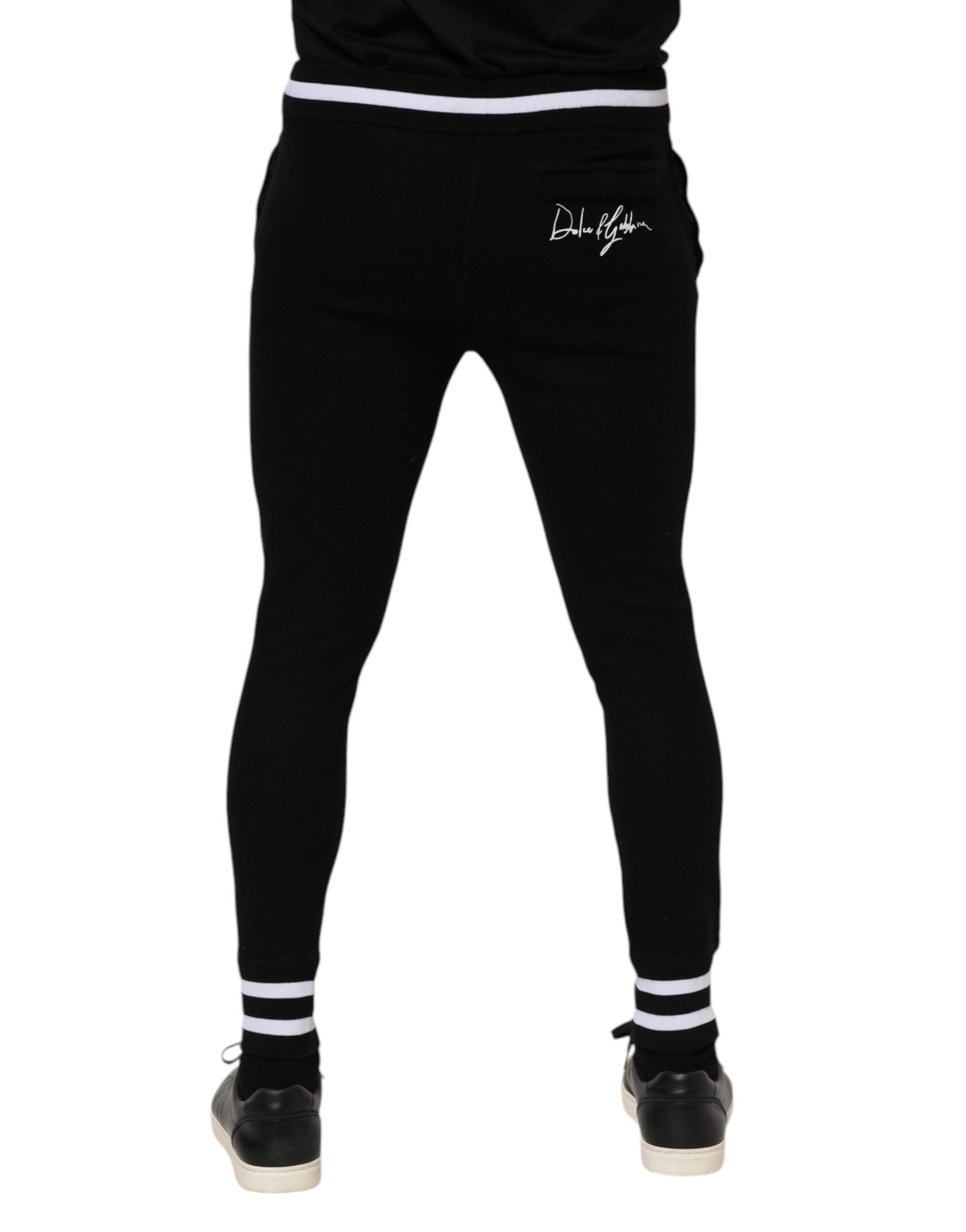 Dolce & Gabbana Black Wool Men Jogger Sweatpants Pants