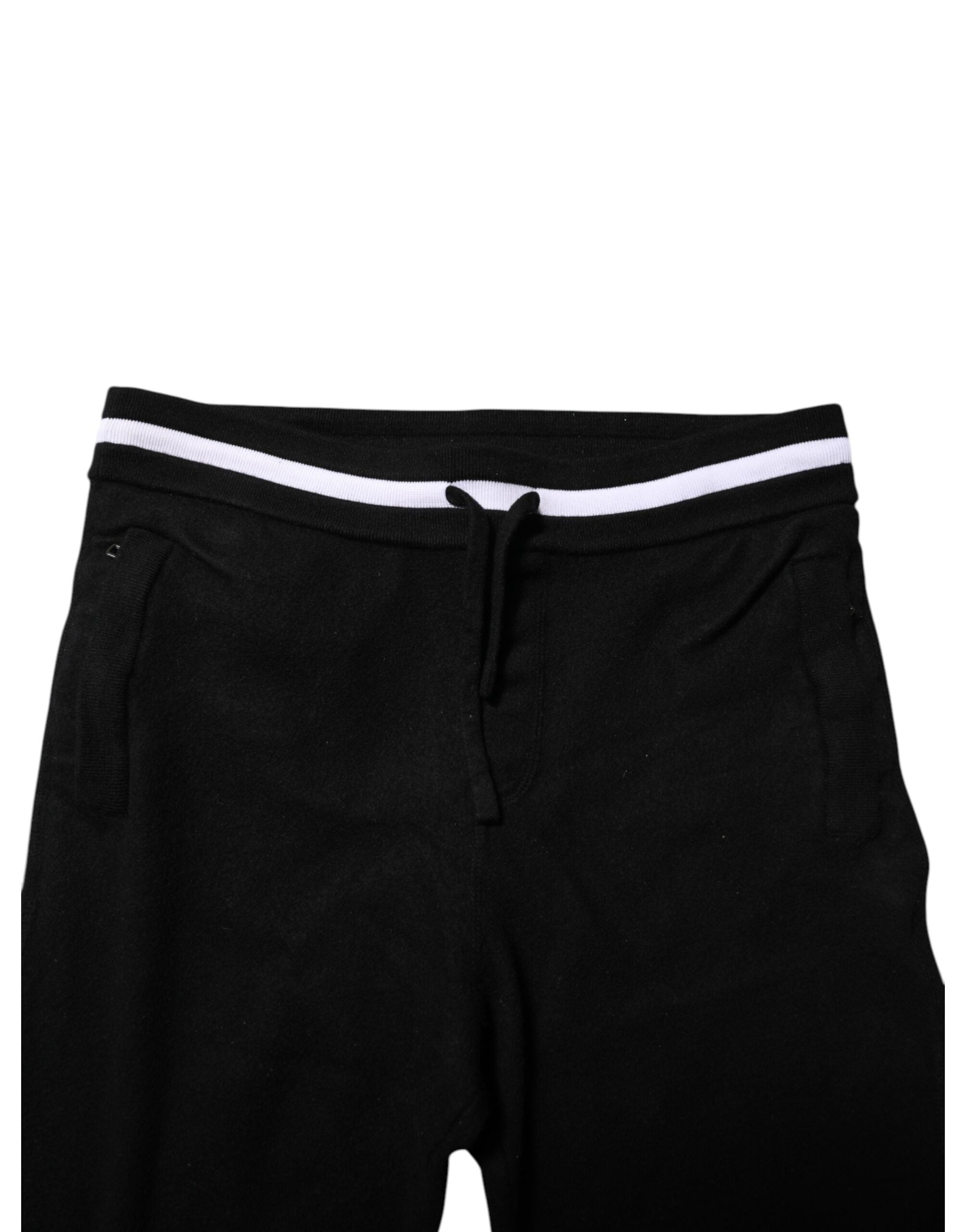 Dolce & Gabbana Black Wool Men Jogger Sweatpants Pants