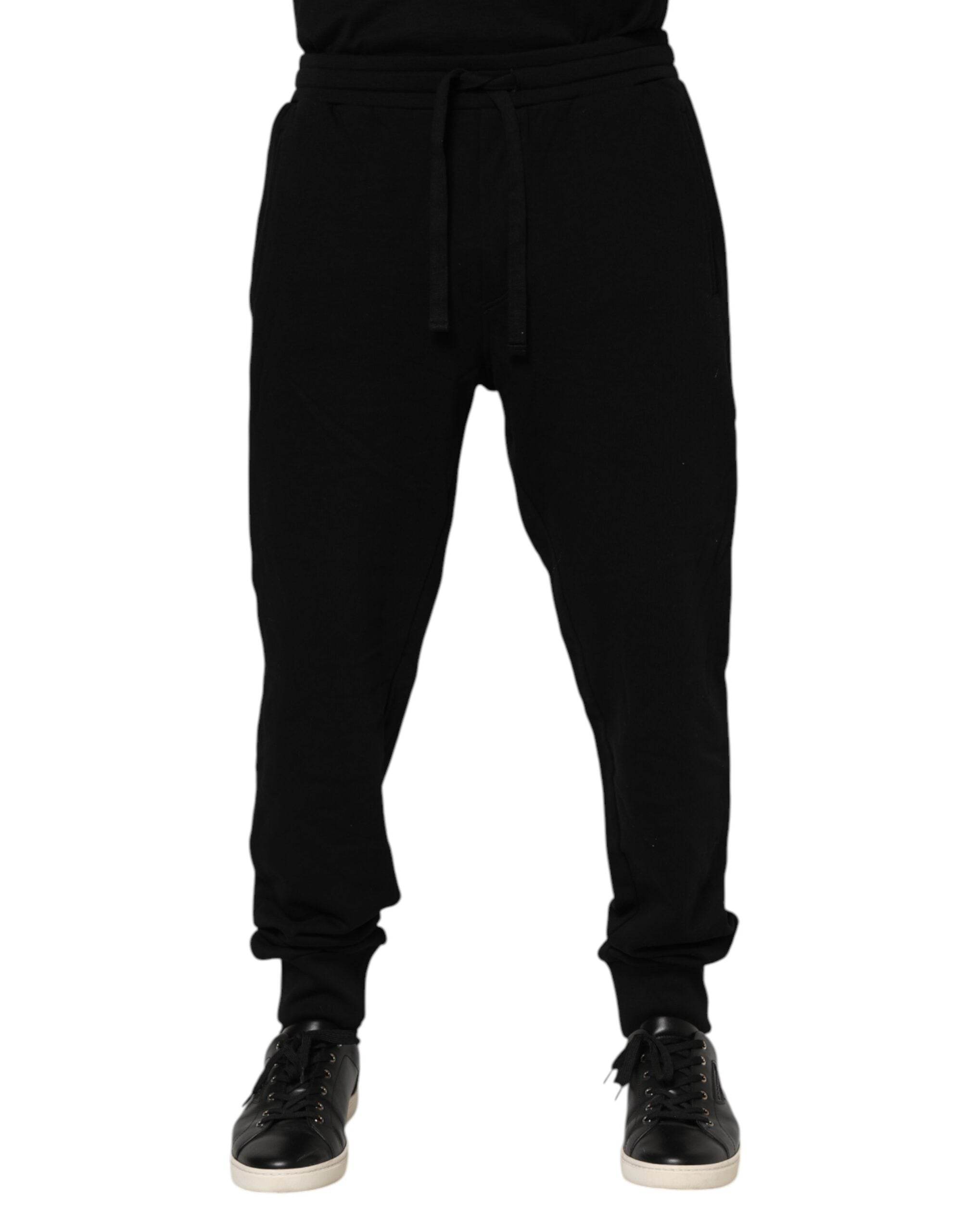 Dolce & Gabbana Black Cotton Crown Jogger Sweatpants Pants - Hilstor