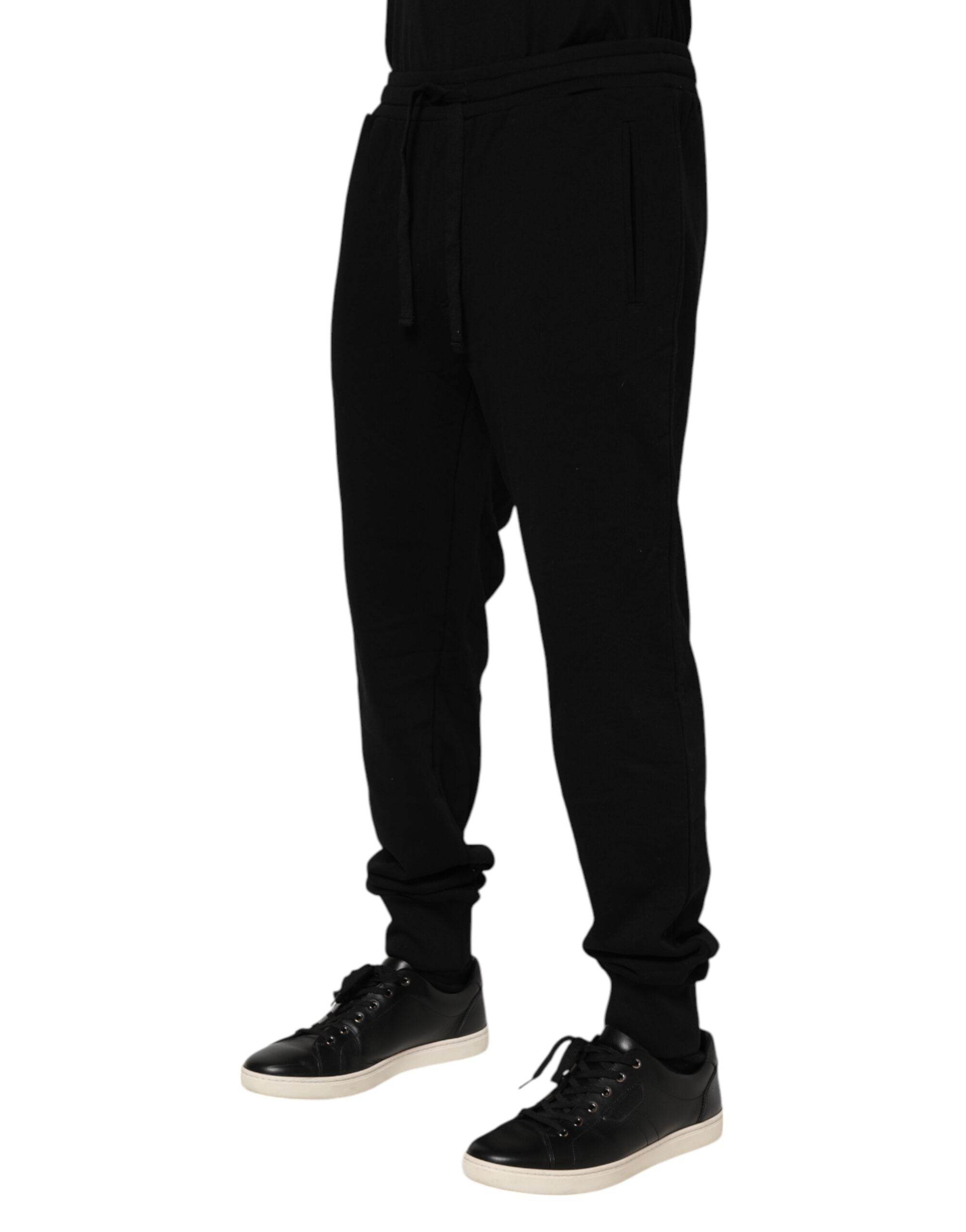 Dolce & Gabbana Black Cotton Crown Jogger Sweatpants Pants - Hilstor