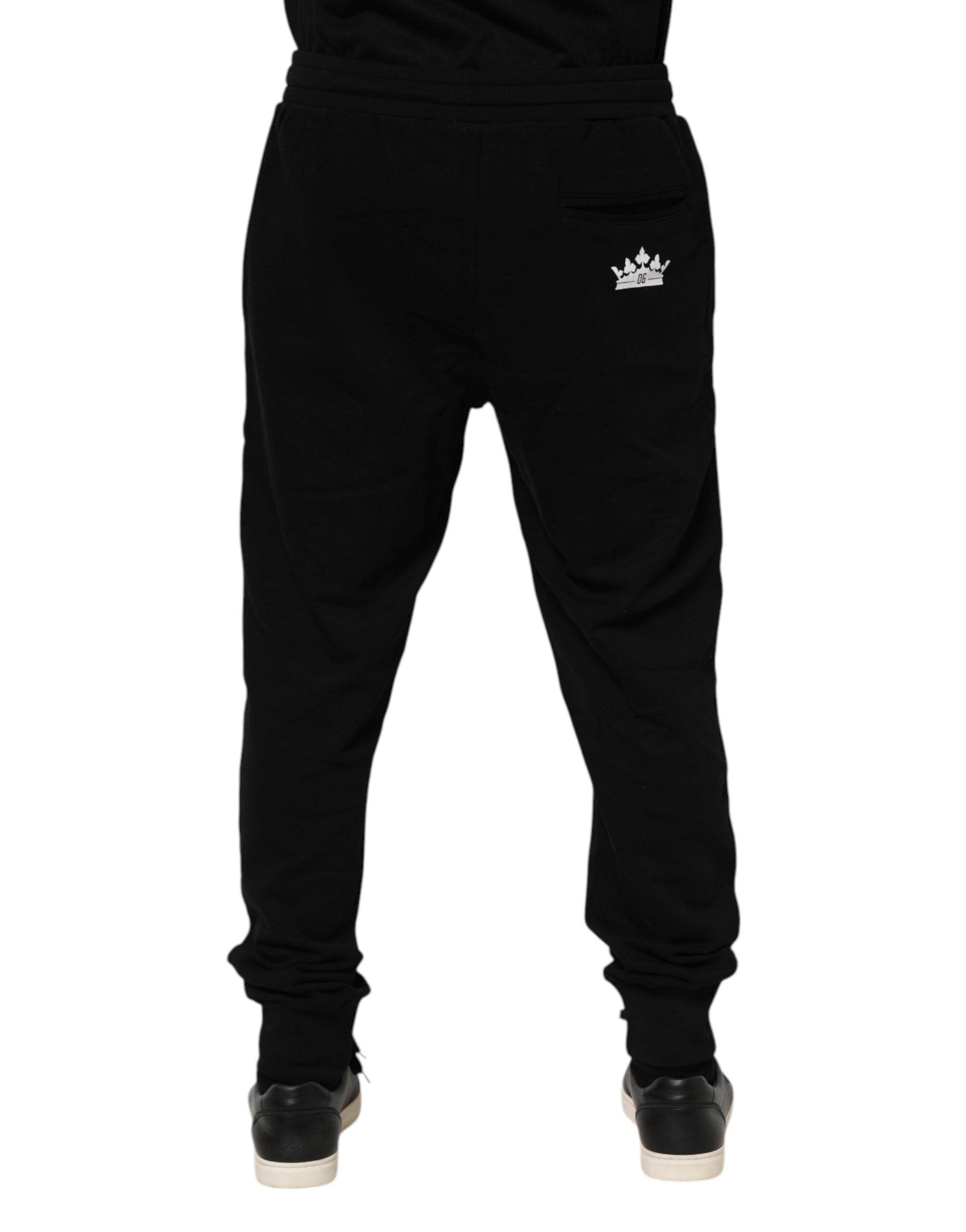 Dolce & Gabbana Black Cotton Crown Jogger Sweatpants Pants - Hilstor