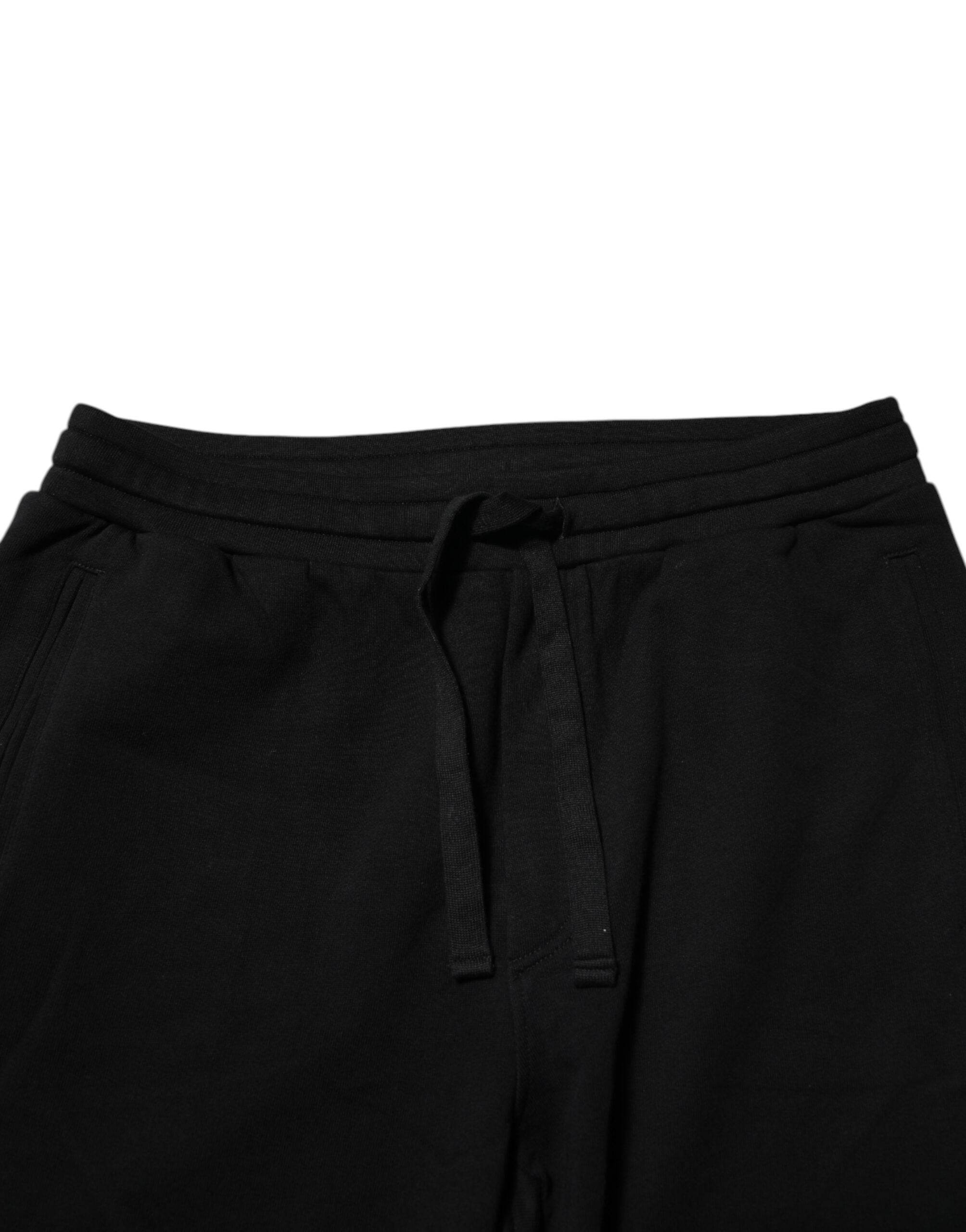 Dolce & Gabbana Black Cotton Crown Jogger Sweatpants Pants - Hilstor