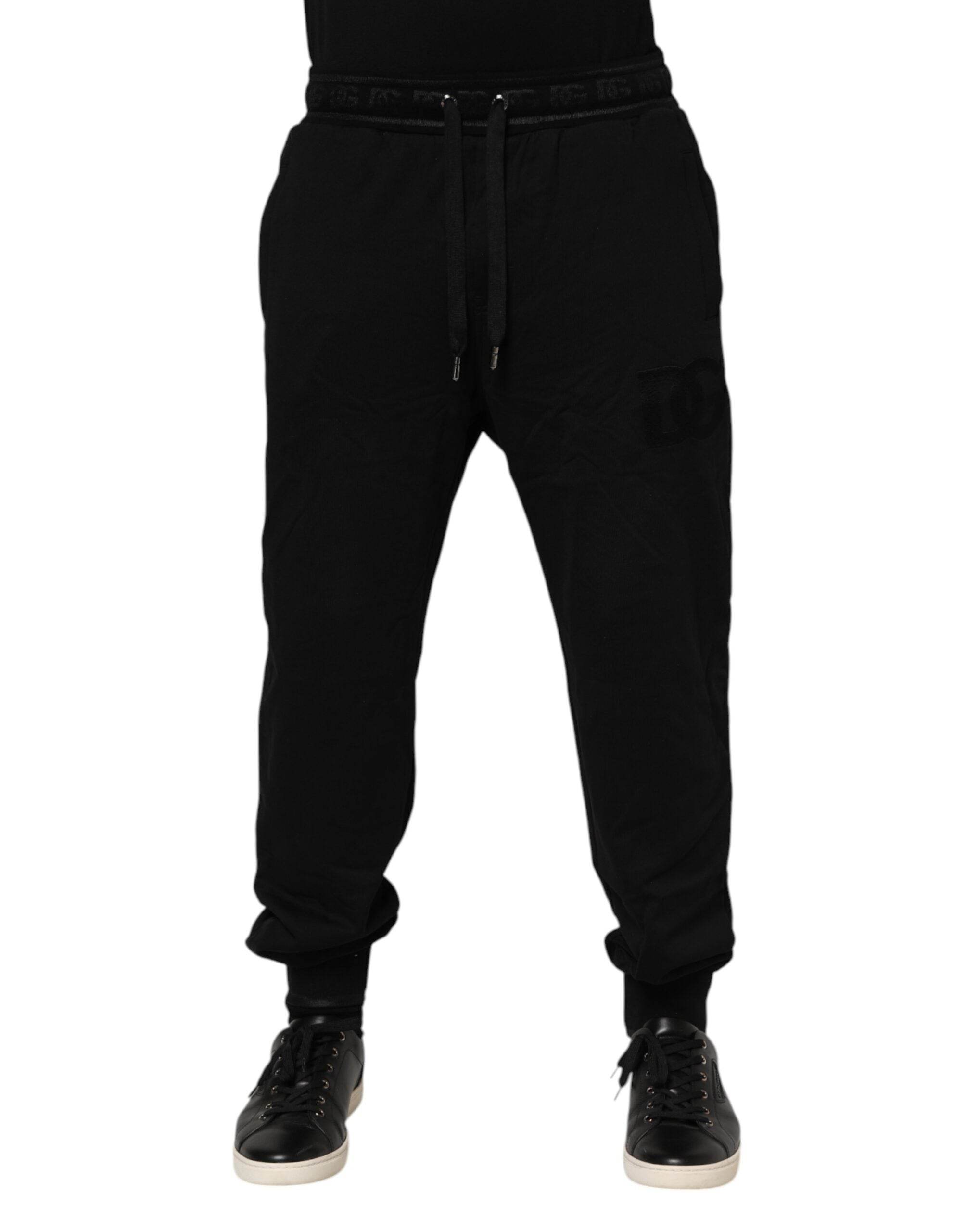 Dolce & Gabbana Black Cotton Drawstring Jogger Pants - Hilstor