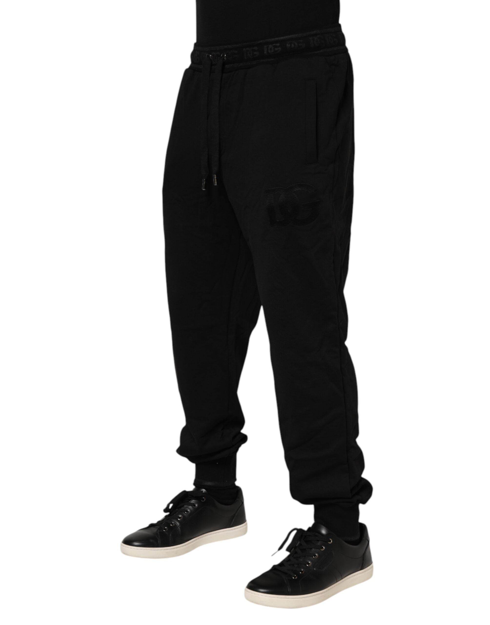Dolce & Gabbana Black Cotton Drawstring Jogger Pants - Hilstor