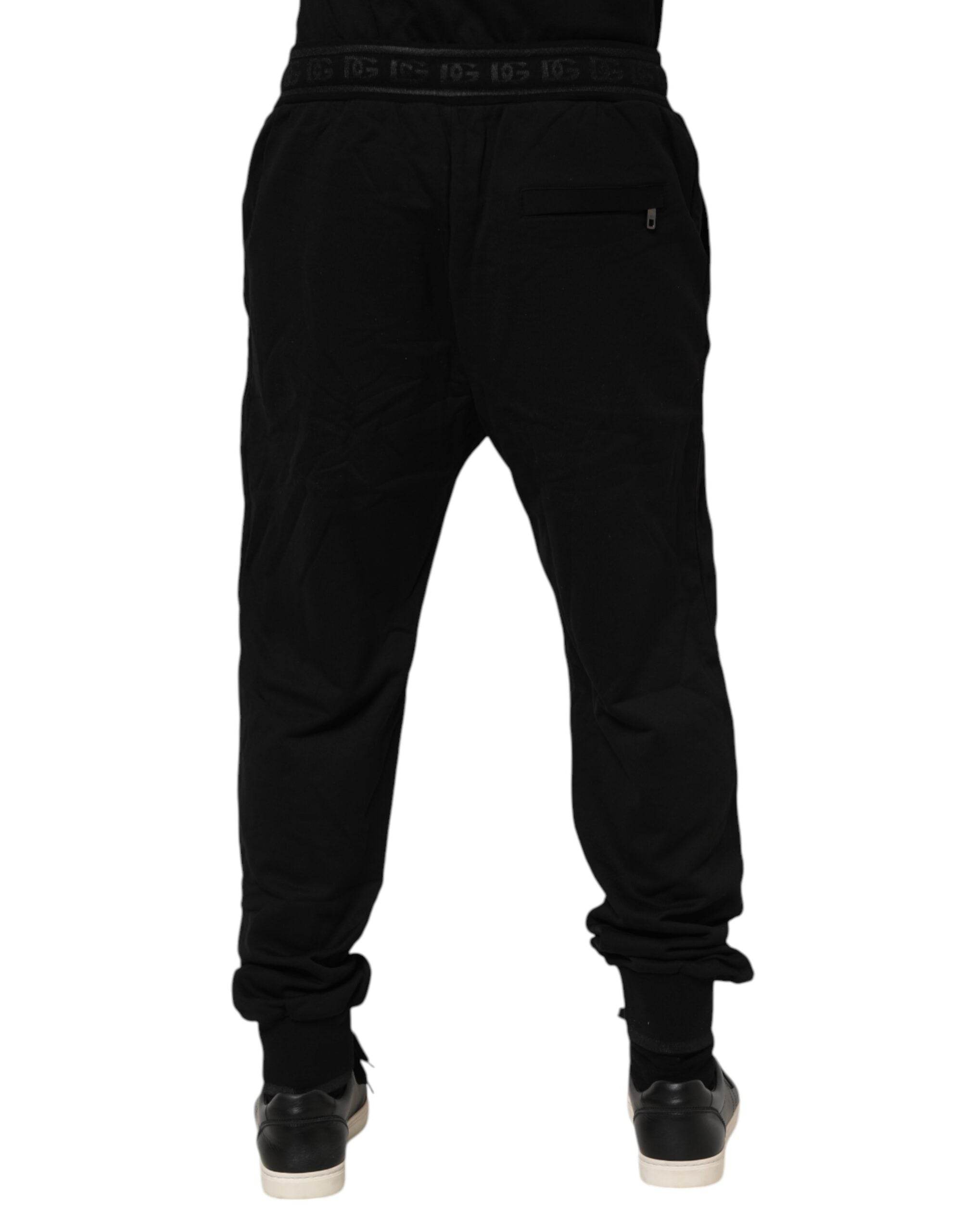 Dolce & Gabbana Black Cotton Drawstring Jogger Pants - Hilstor