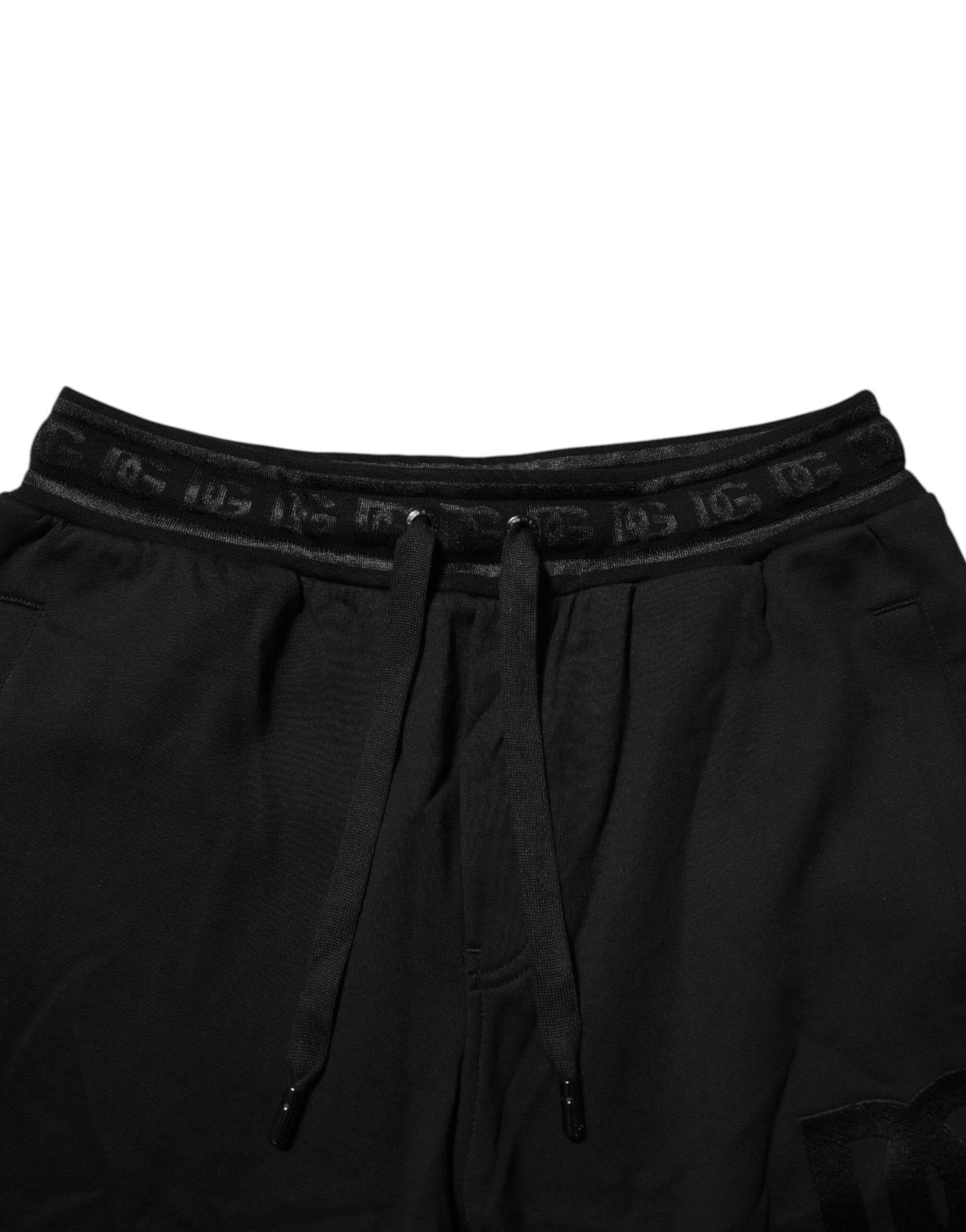 Dolce & Gabbana Black Cotton Drawstring Jogger Pants - Hilstor