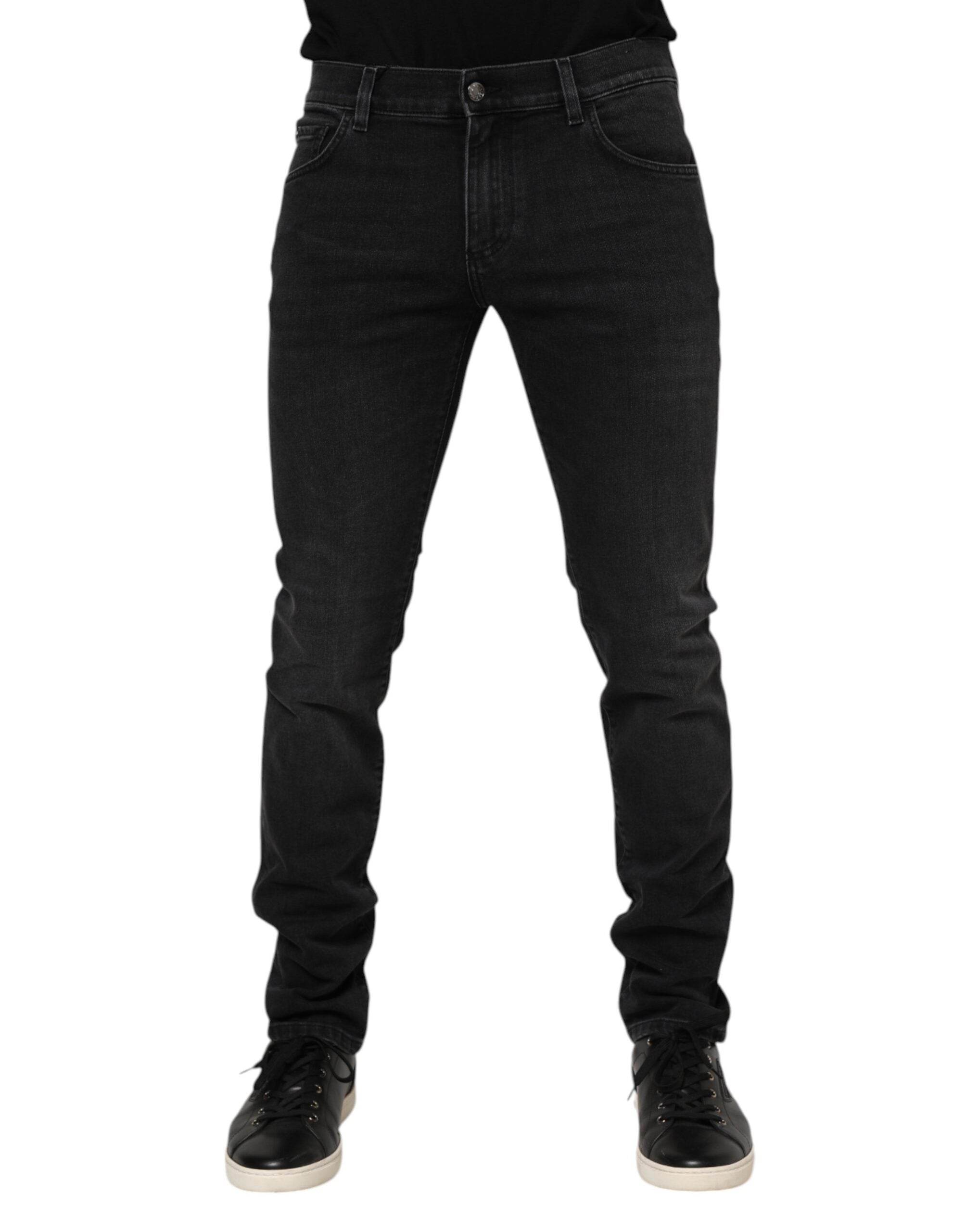 Dolce & Gabbana Black Washed Cotton Skinny Denim Jeans - Hilstor