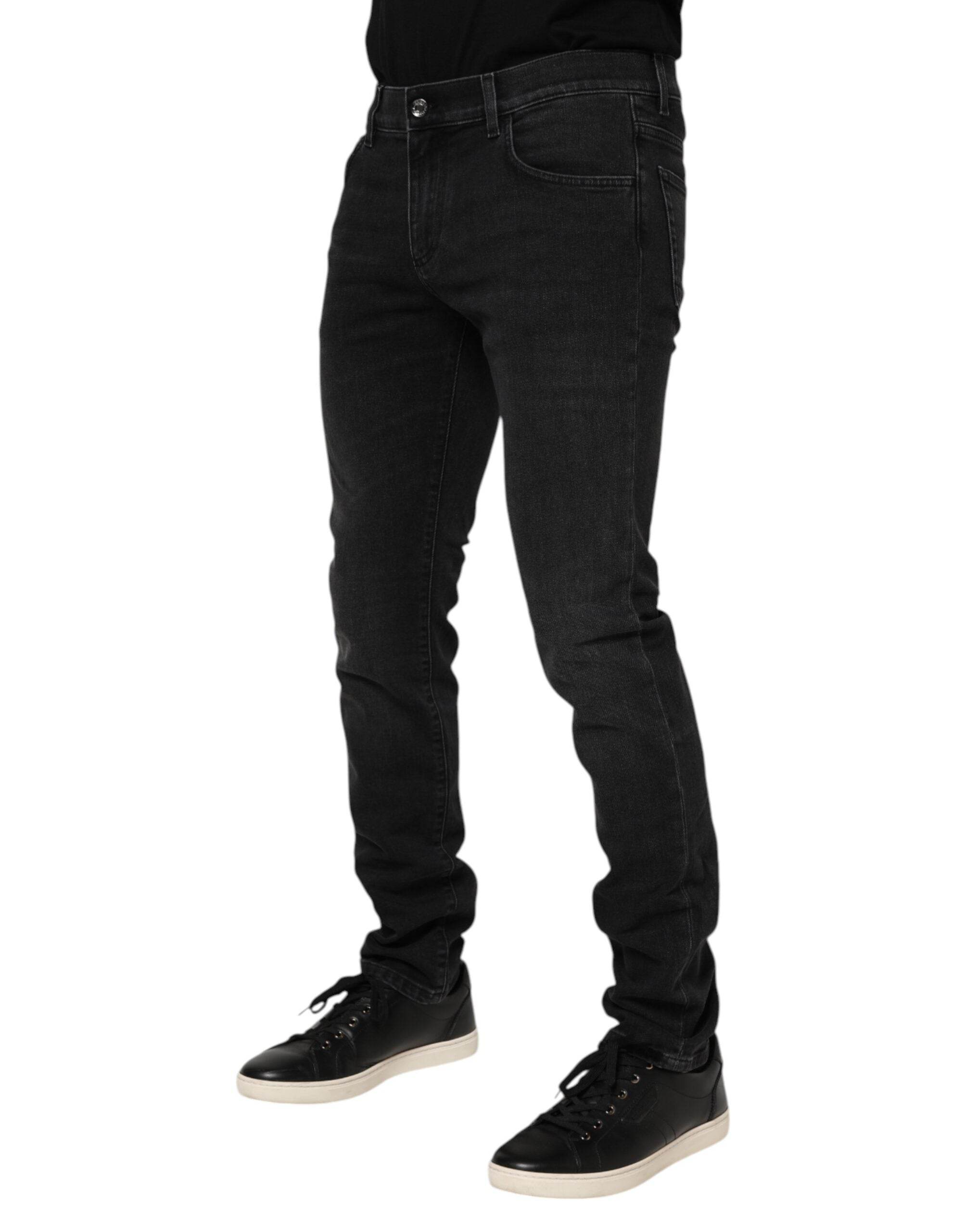 Dolce & Gabbana Black Washed Cotton Skinny Denim Jeans - Hilstor