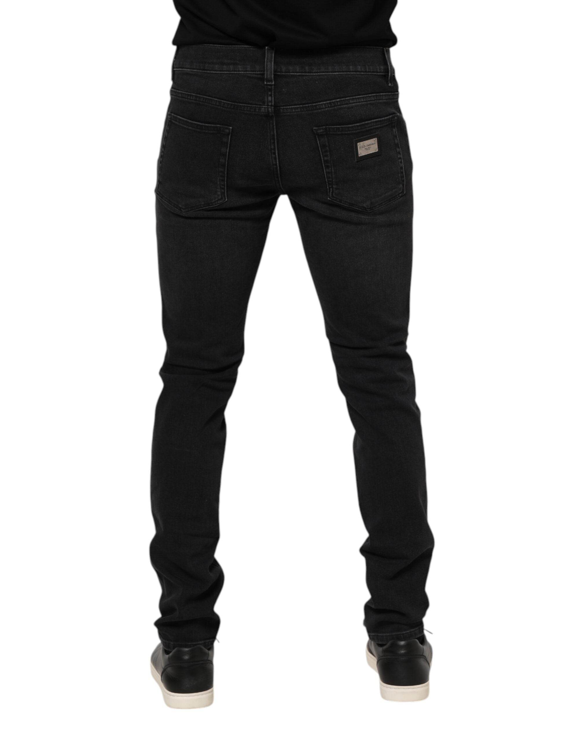 Dolce & Gabbana Black Washed Cotton Skinny Denim Jeans - Hilstor