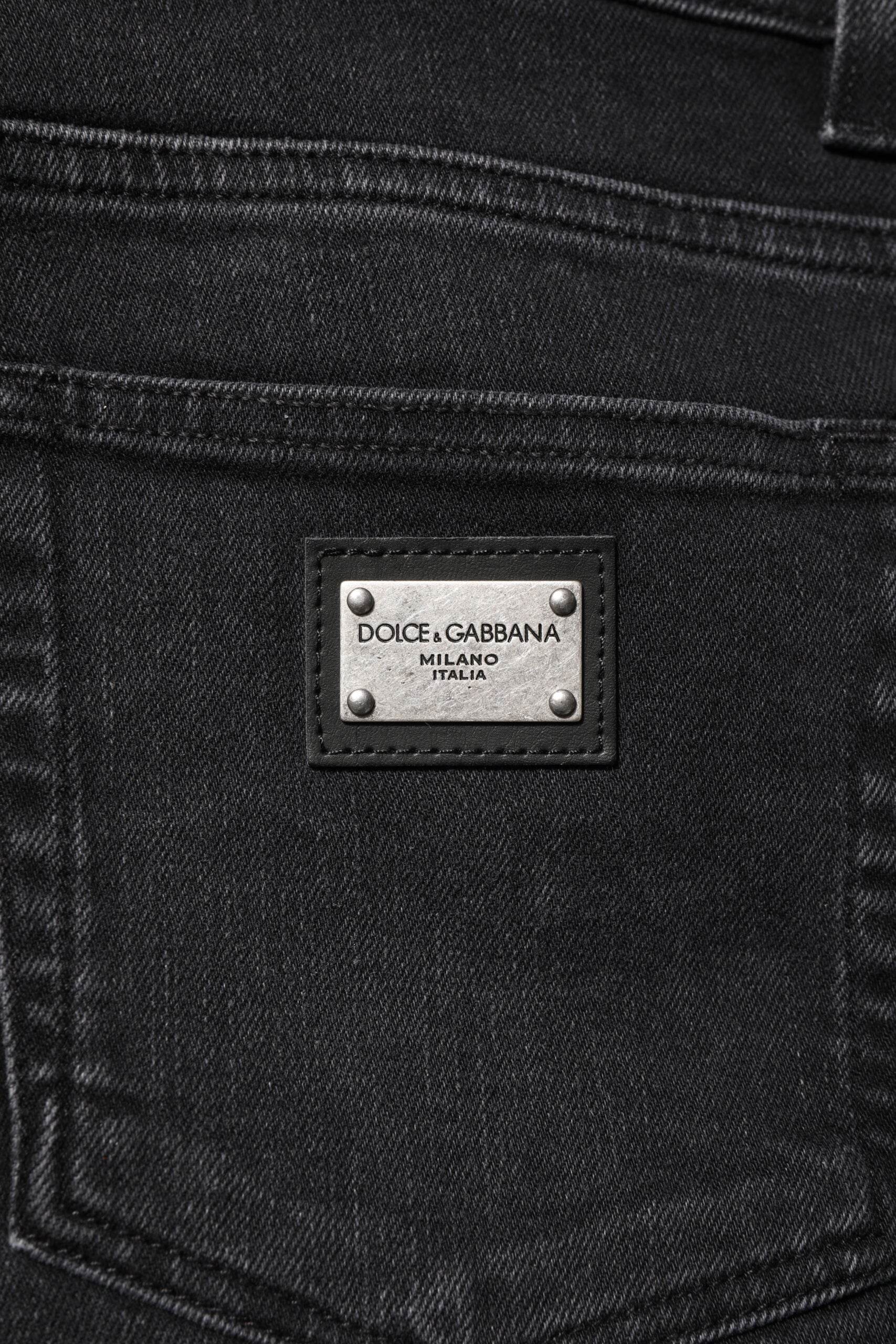 Dolce & Gabbana Black Washed Cotton Skinny Denim Jeans - Hilstor