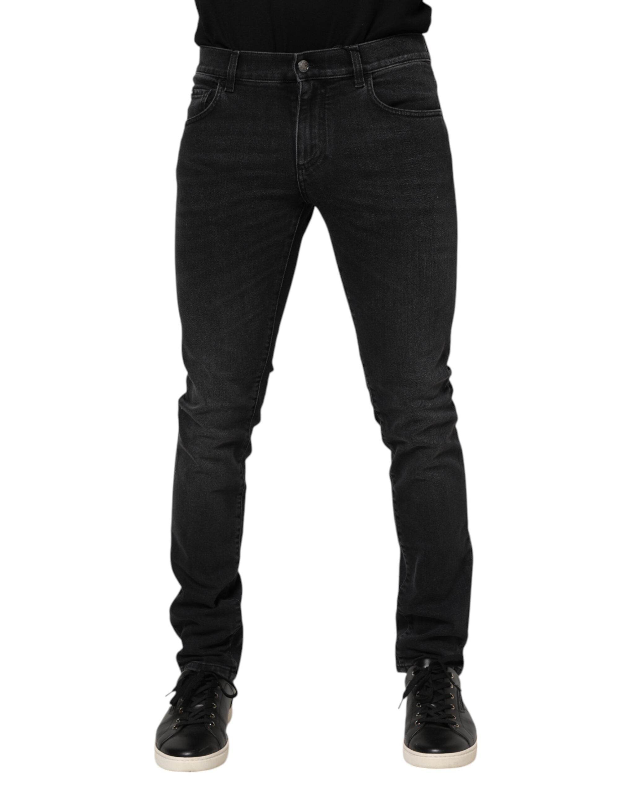 Dolce & Gabbana Black Washed Cotton Skinny Denim Jeans - Hilstor