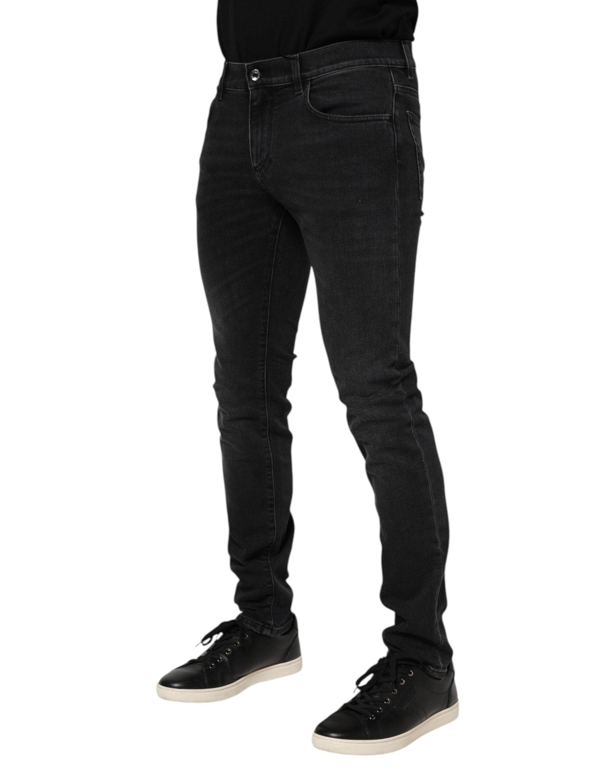 Dolce & Gabbana Black Washed Cotton Skinny Denim Jeans - Hilstor