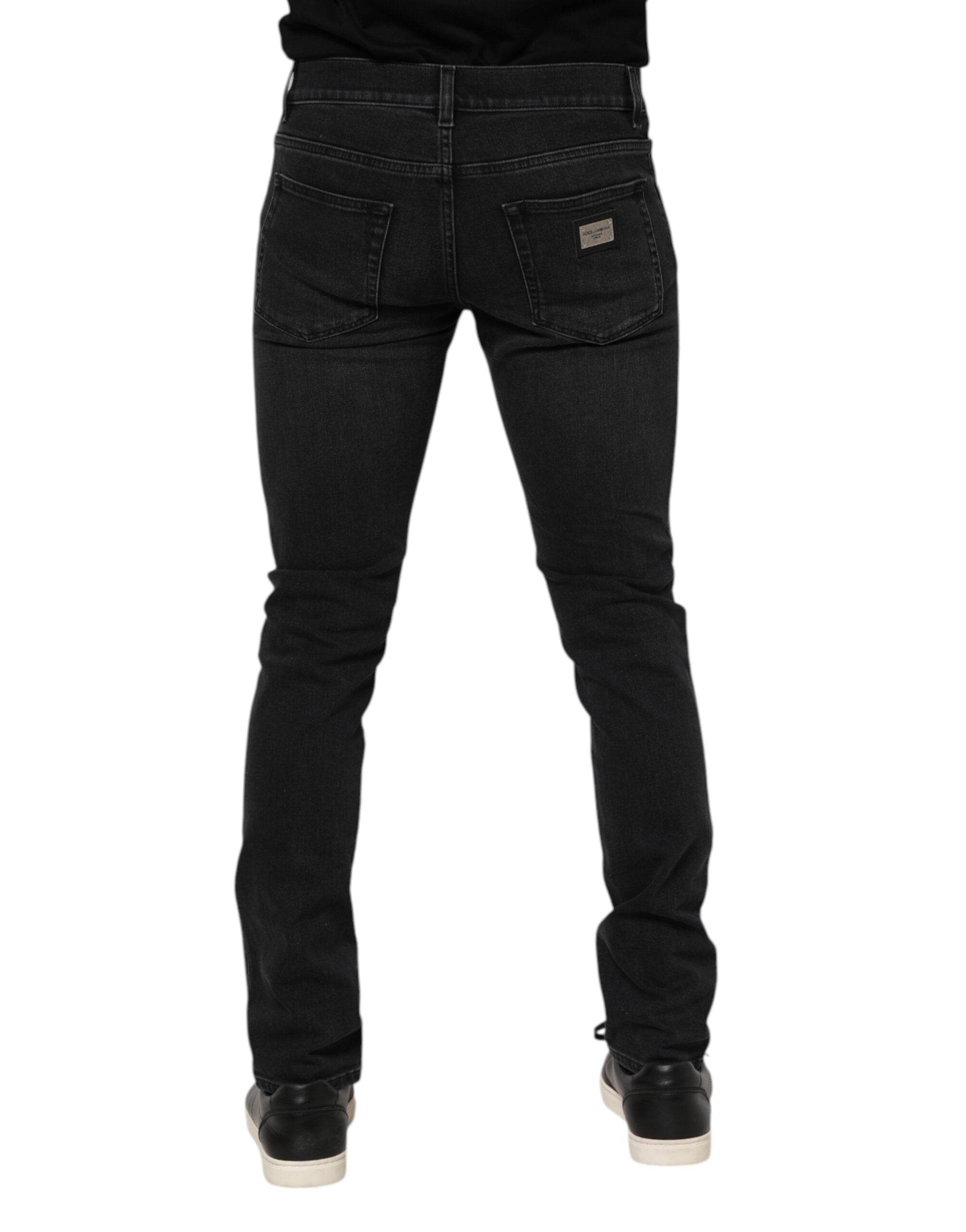 Dolce & Gabbana Black Washed Cotton Skinny Denim Jeans - Hilstor