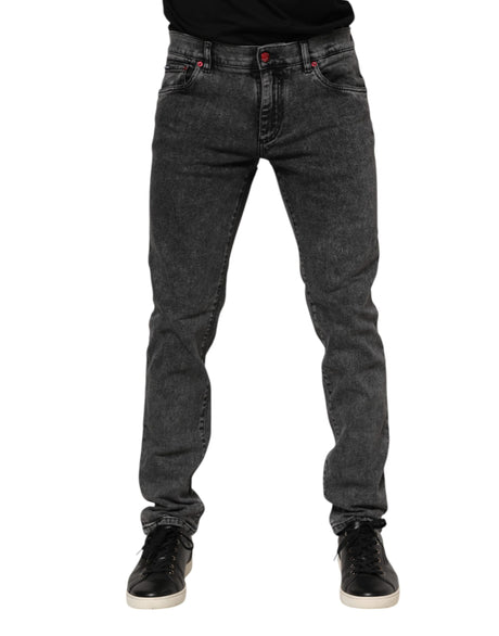 Dolce & Gabbana Black Washed Cotton Logo Plaque Denim Jeans