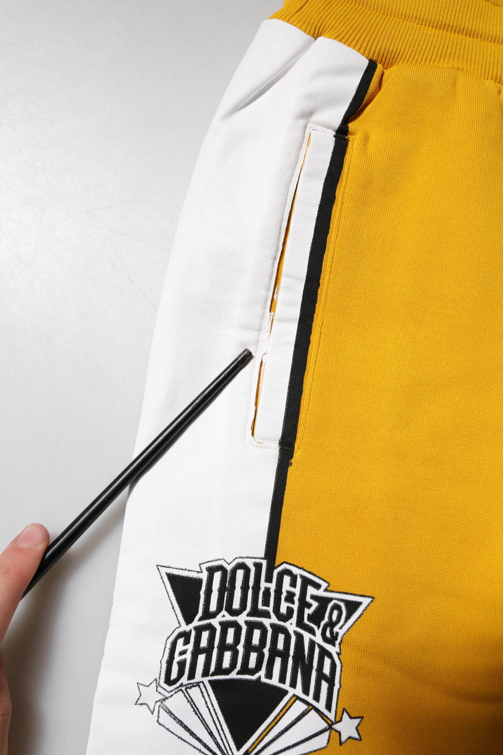 Dolce & Gabbana Yellow Printed Drawstring Jogger Pants - Hilstor