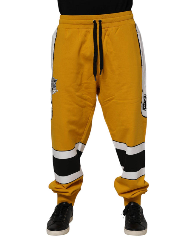 Dolce & Gabbana Yellow Cotton Logo Drawstring Jogger Sweatpants Pants - Hilstor