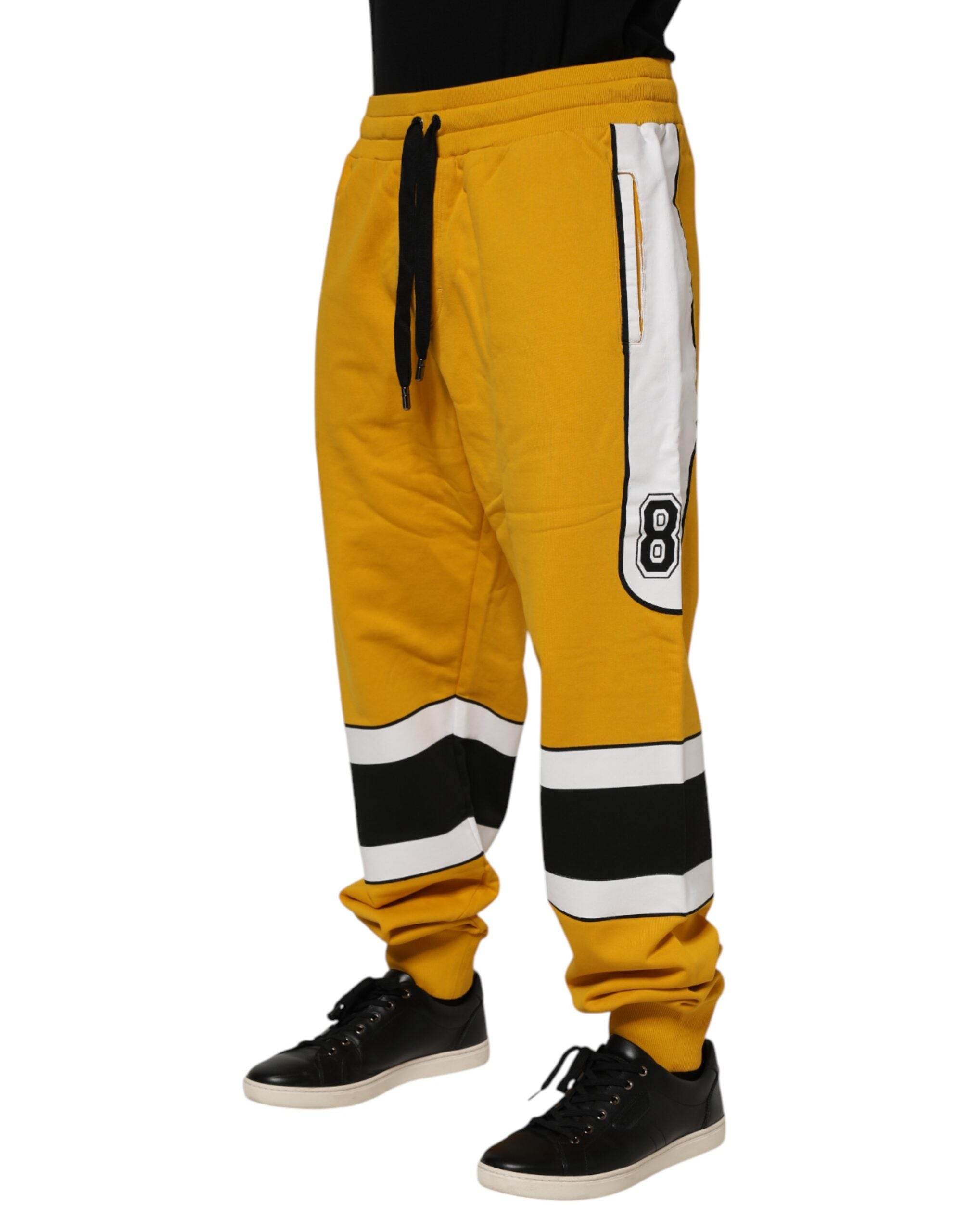 Dolce & Gabbana Yellow Cotton Logo Drawstring Jogger Sweatpants Pants - Hilstor
