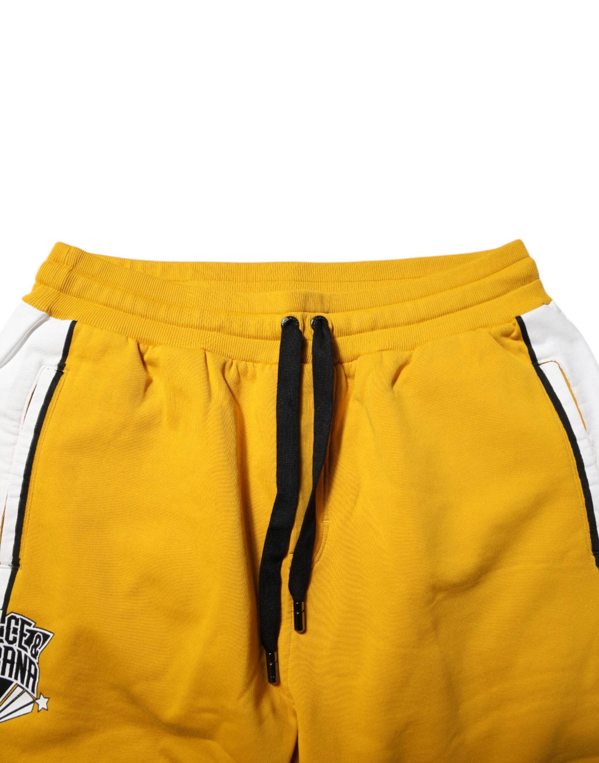 Dolce & Gabbana Yellow Cotton Logo Drawstring Jogger Sweatpants Pants - Hilstor