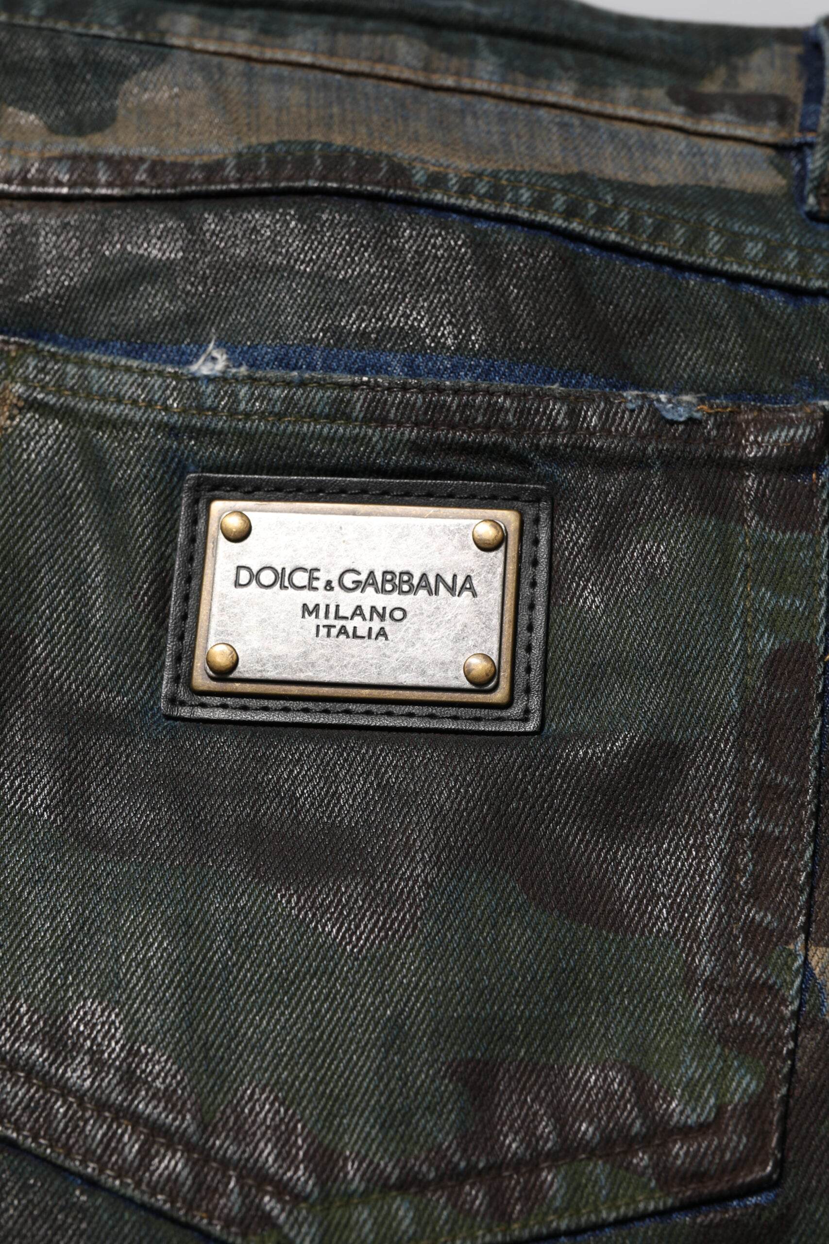 Dolce & Gabbana Blue Cotton Camouflage Denim Jeans - Hilstor