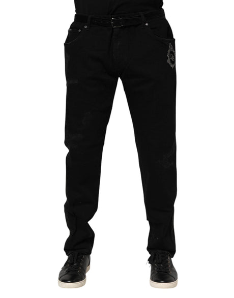 Dolce & Gabbana Black Cotton Skinny Men Denim Jeans - Hilstor
