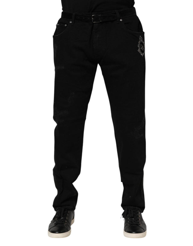 Dolce & Gabbana Black Cotton Skinny Men Denim Jeans - Hilstor