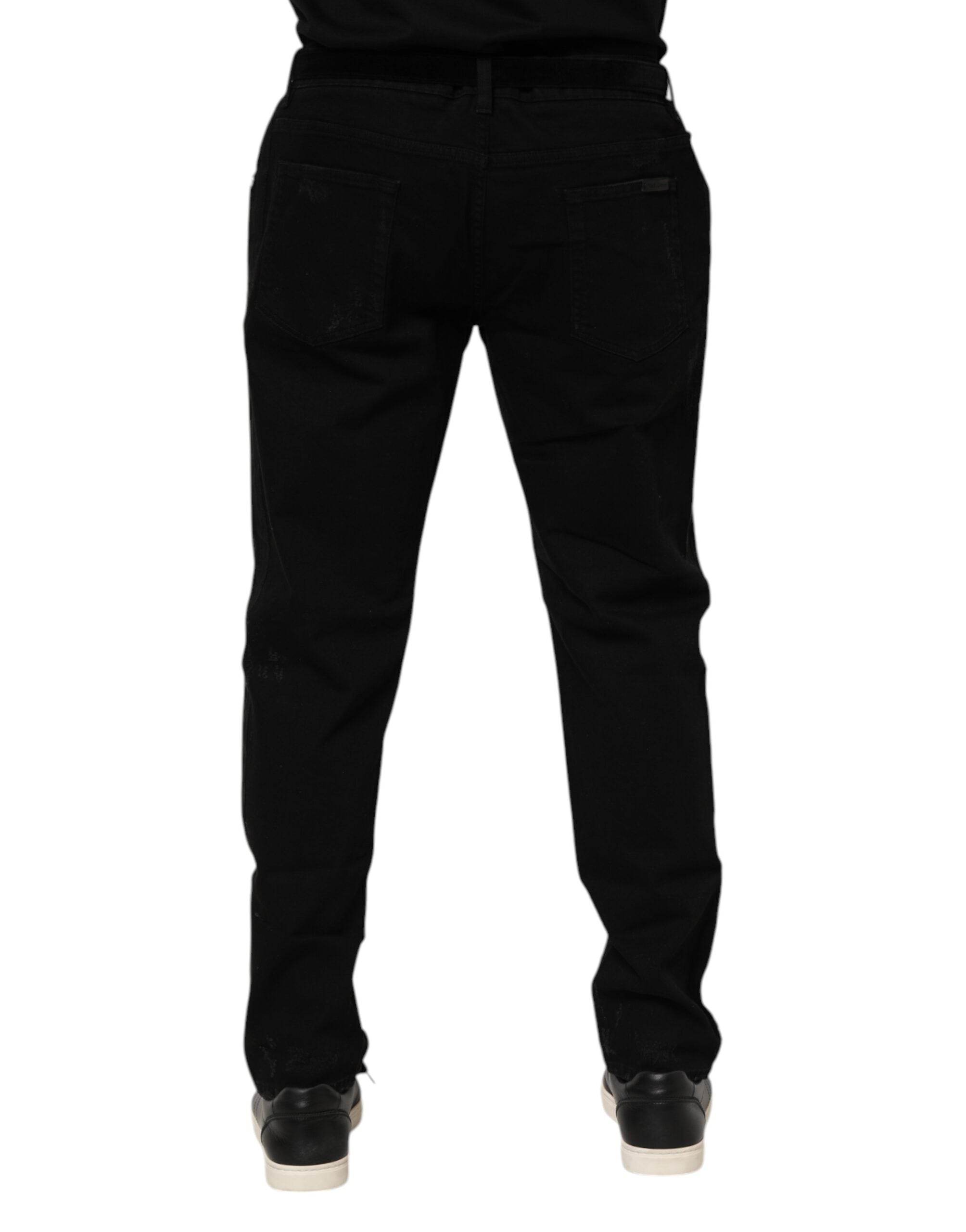Dolce & Gabbana Black Cotton Skinny Men Denim Jeans - Hilstor