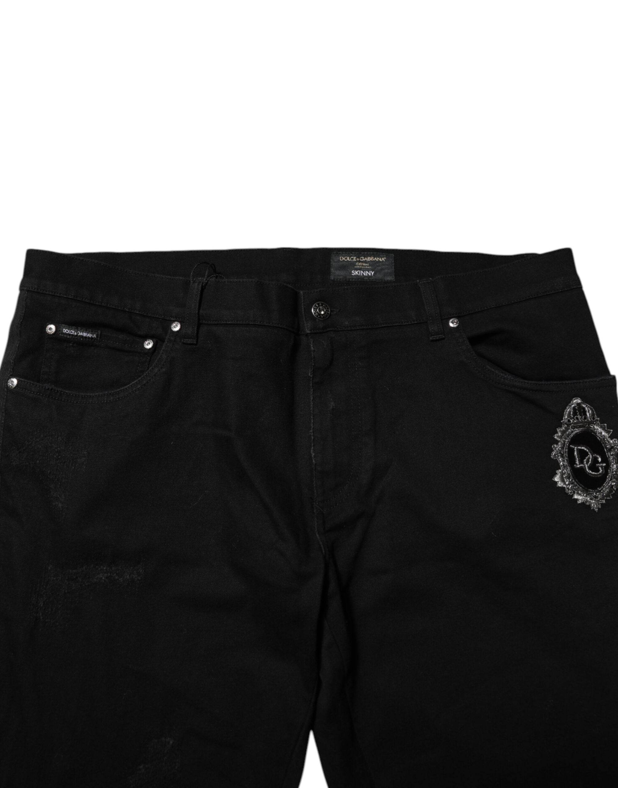 Dolce & Gabbana Black Cotton Skinny Men Denim Jeans - Hilstor