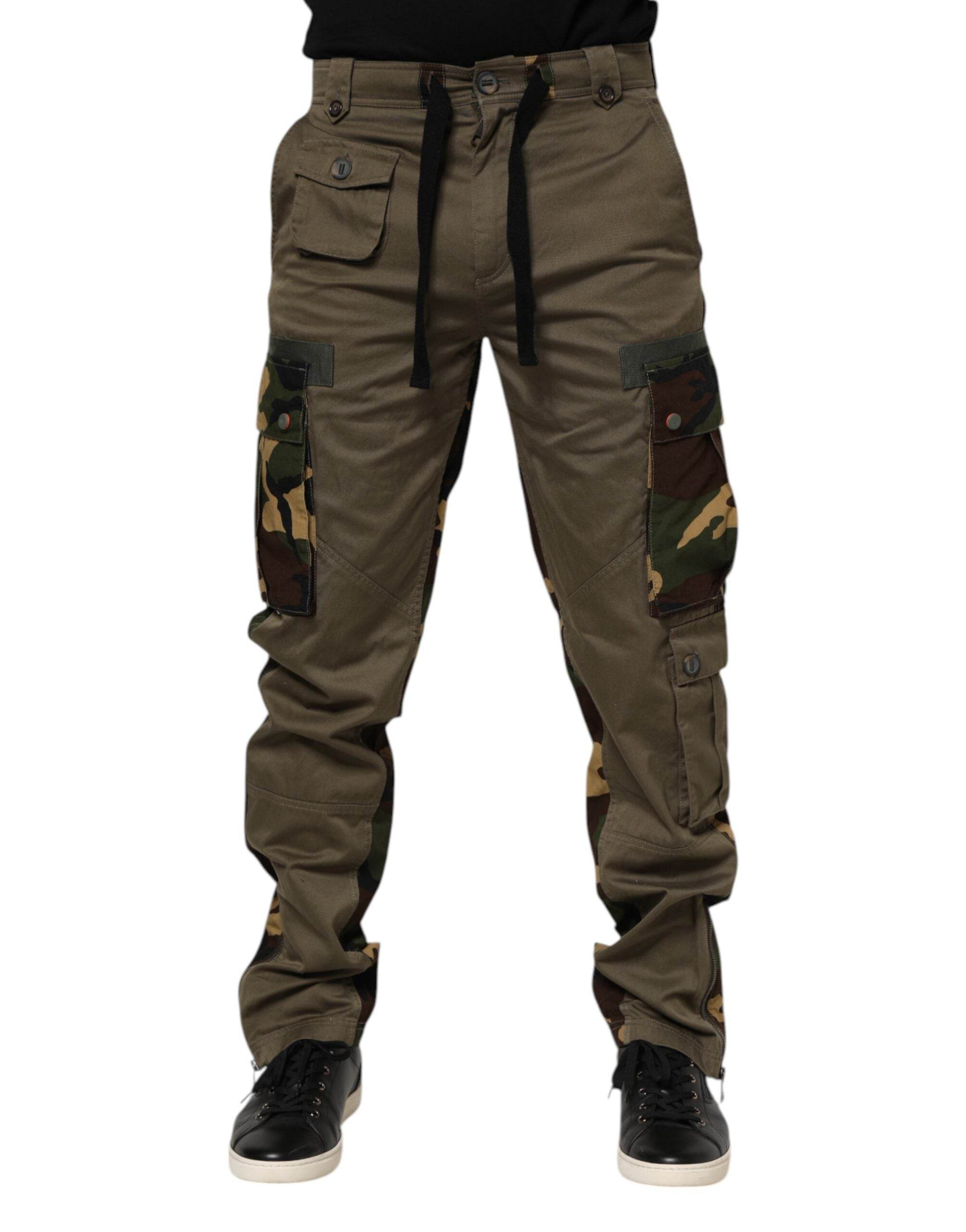 Dolce & Gabbana Brown Cotton Camouflage Cargo Pants - Hilstor